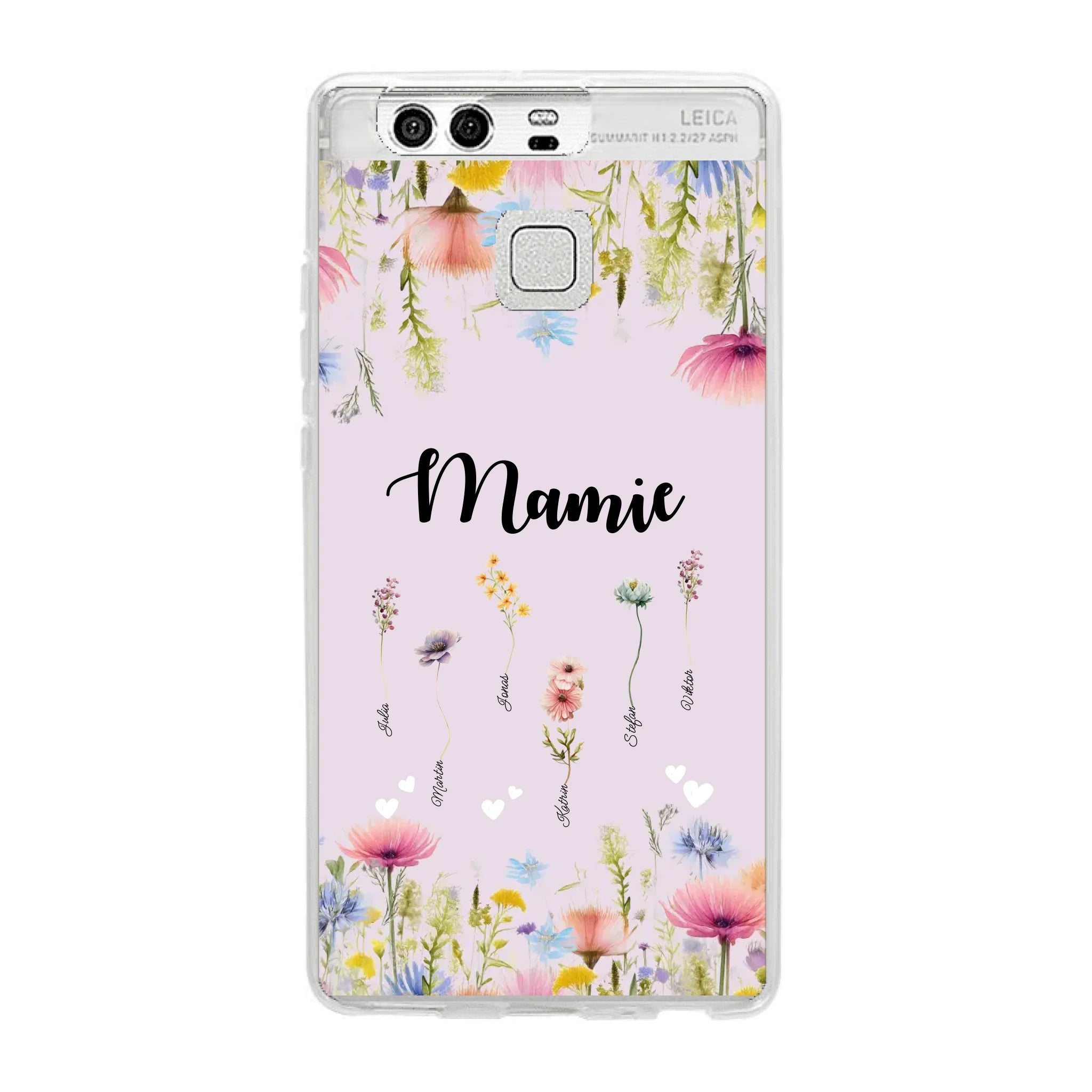 Mamie / Maman Fleur personnalisée Nom de l'enfant - Coque de téléphone personnalisable