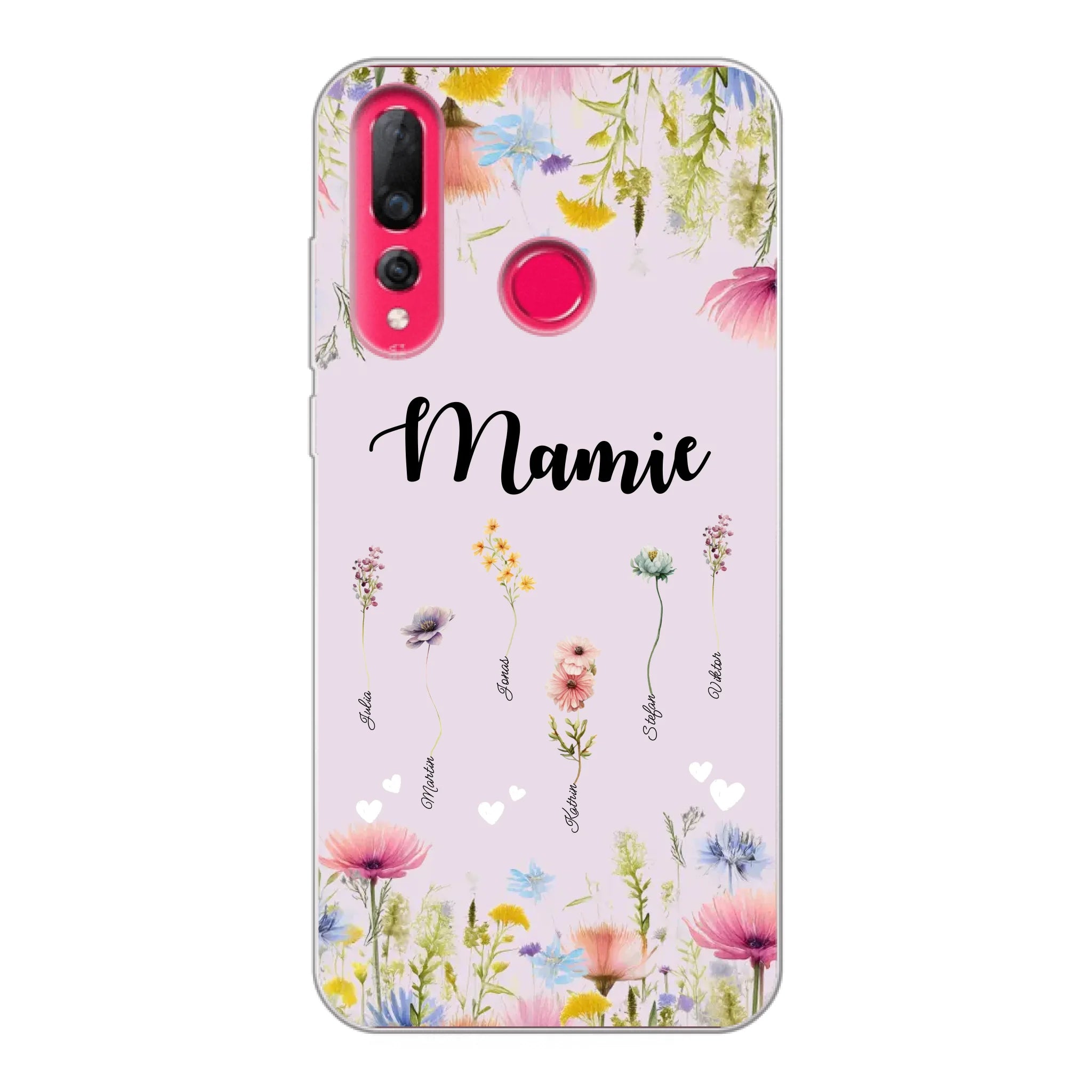 Mamie / Maman Fleur personnalisée Nom de l'enfant - Coque de téléphone personnalisable