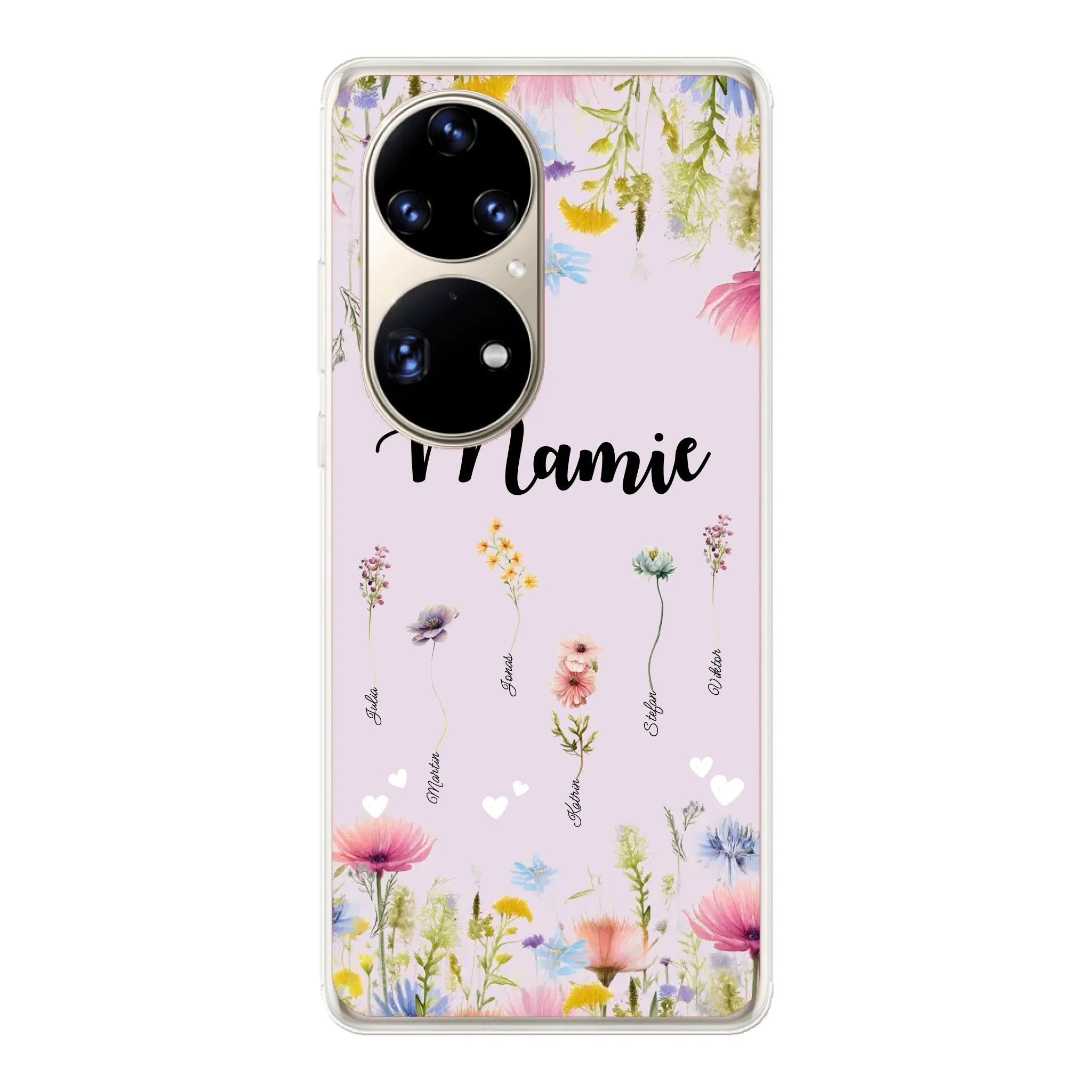 Mamie / Maman Fleur personnalisée Nom de l'enfant - Coque de téléphone personnalisable