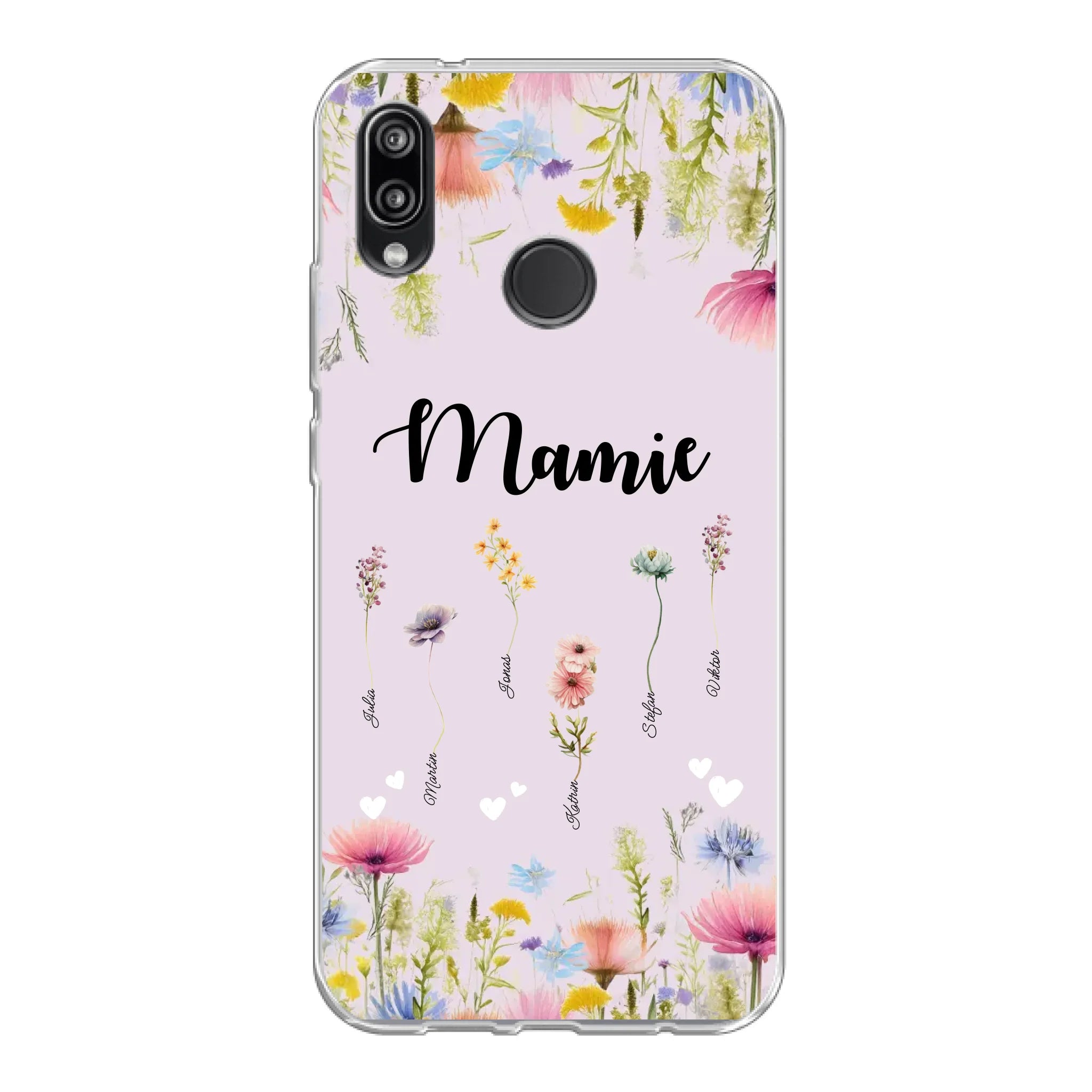 Mamie / Maman Fleur personnalisée Nom de l'enfant - Coque de téléphone personnalisable