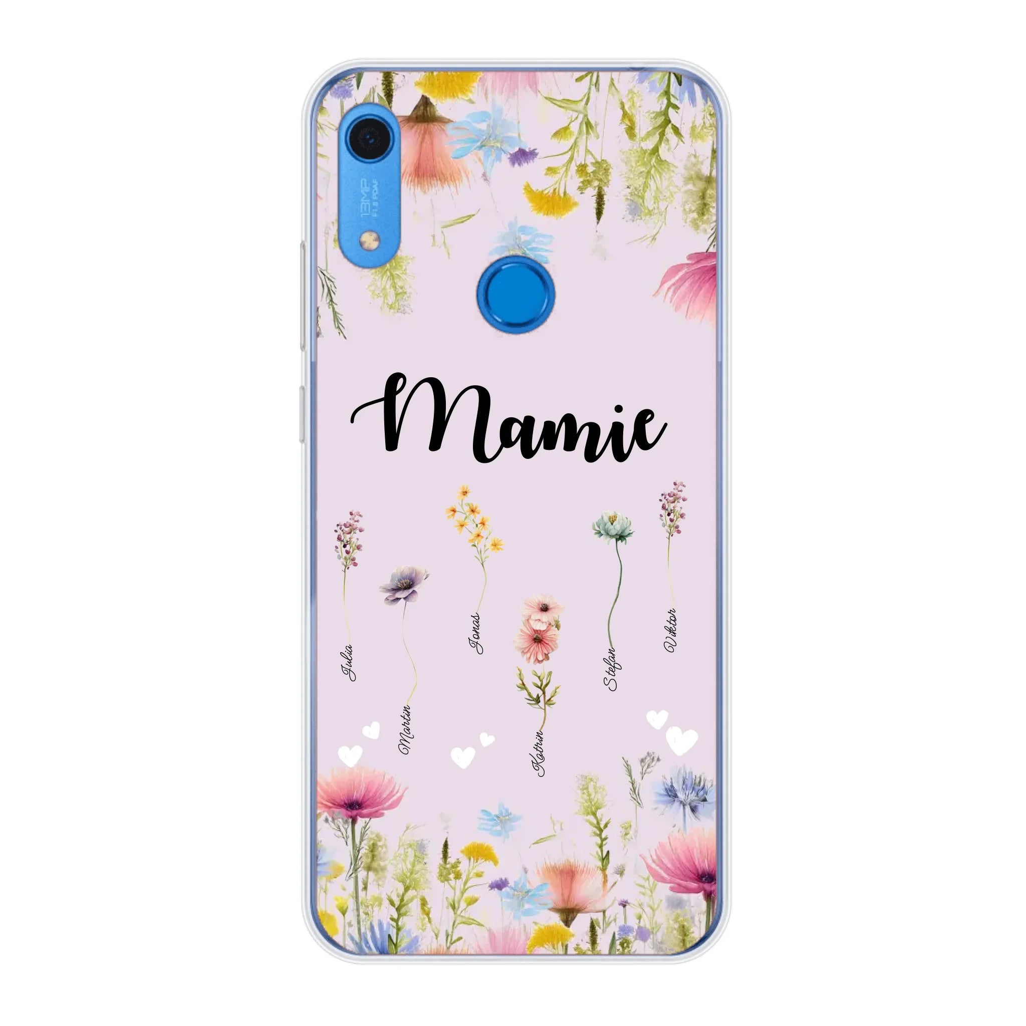 Mamie / Maman Fleur personnalisée Nom de l'enfant - Coque de téléphone personnalisable