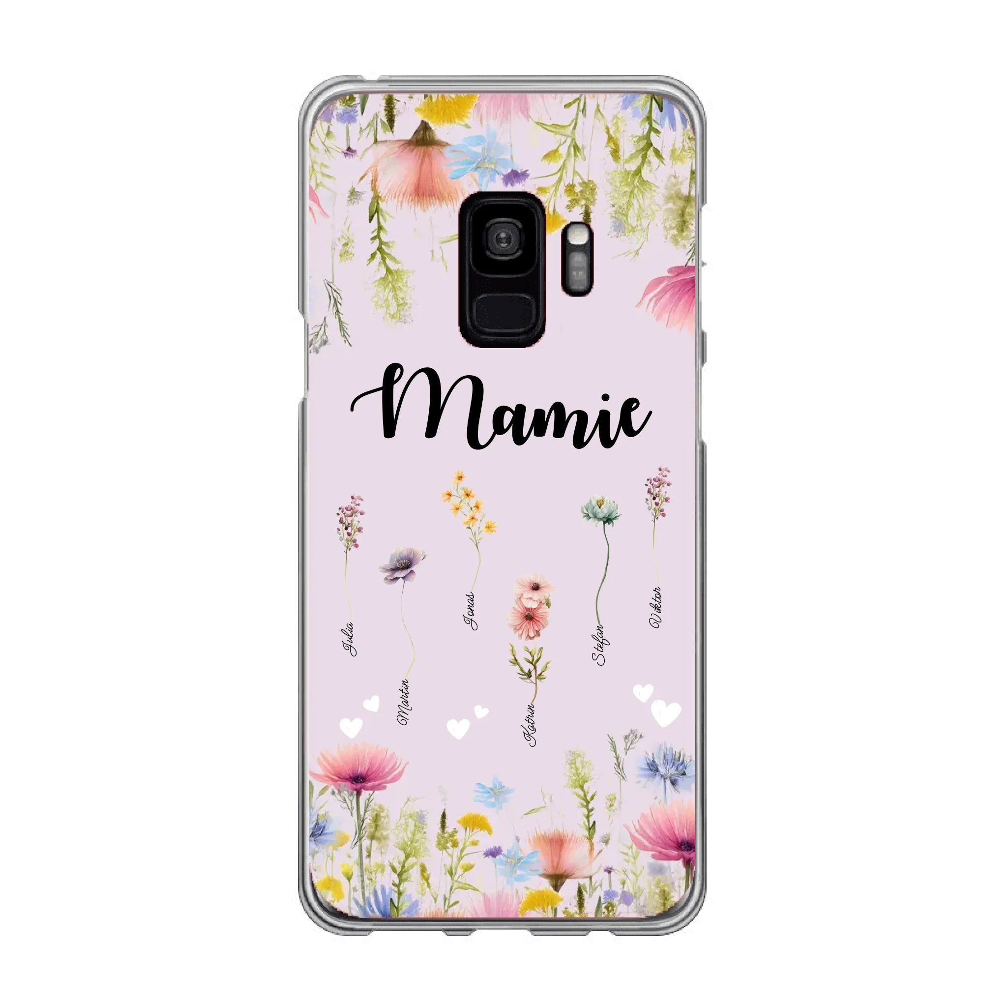 Mamie / Maman Fleur personnalisée Nom de l'enfant - Coque de téléphone personnalisable