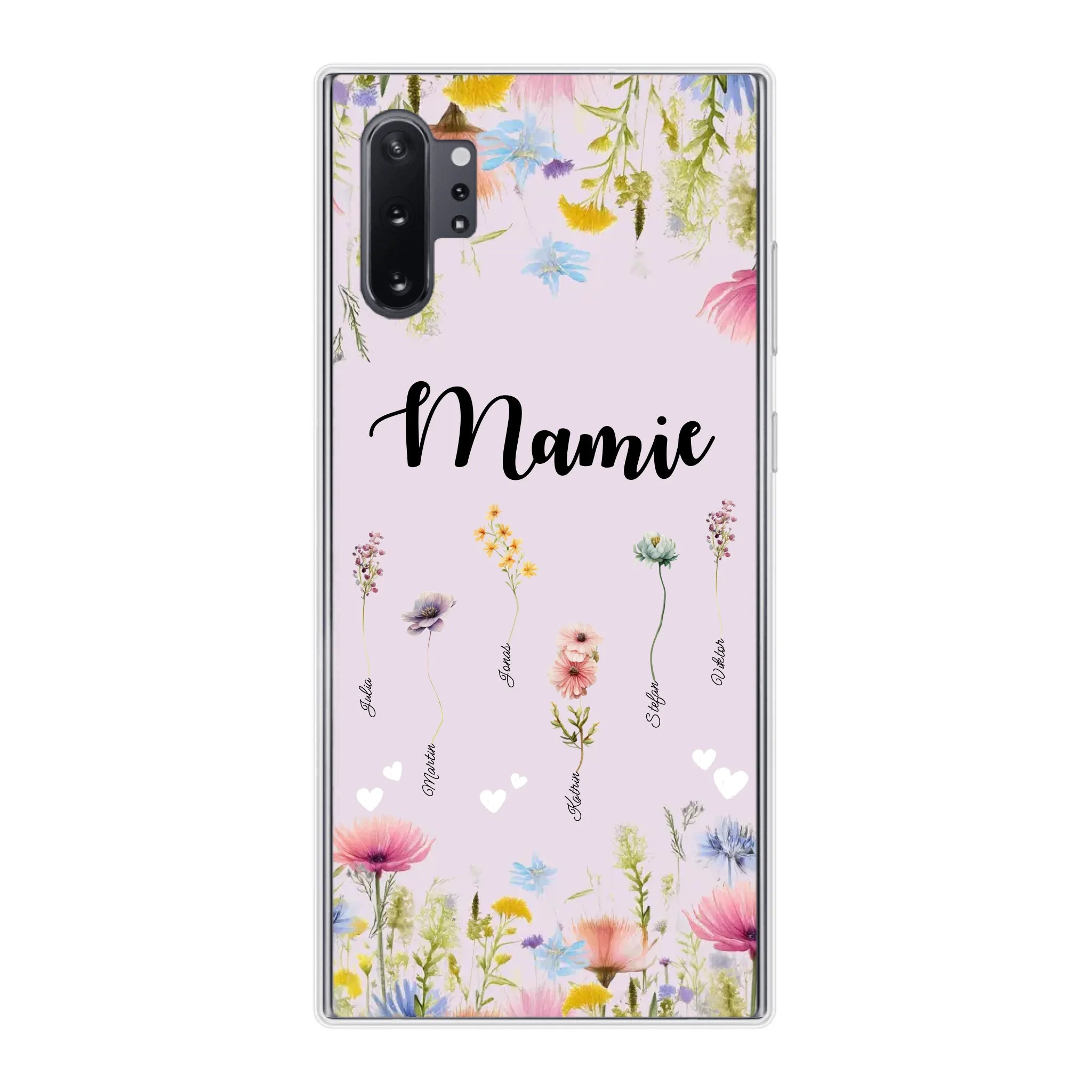 Mamie / Maman Fleur personnalisée Nom de l'enfant - Coque de téléphone personnalisable