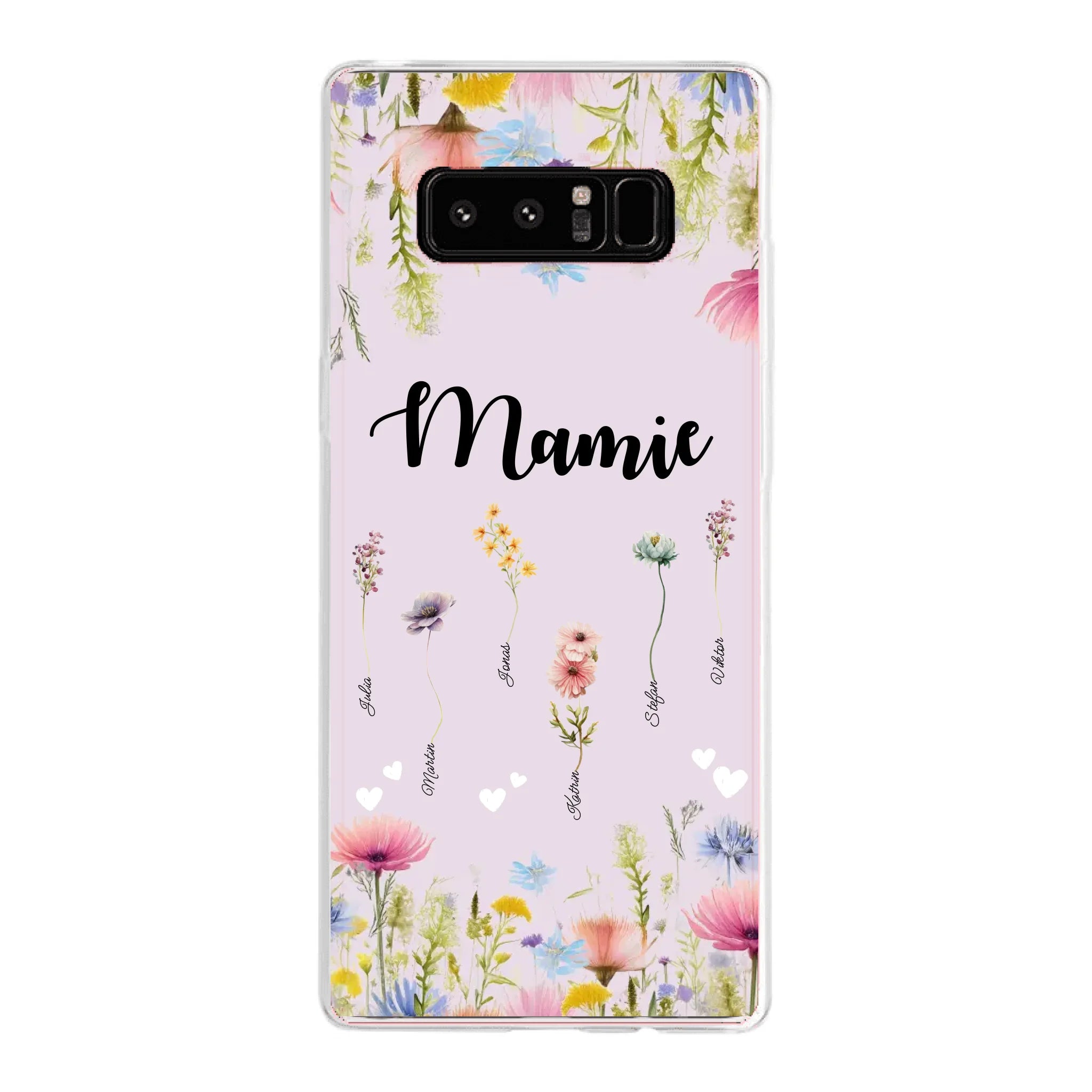 Mamie / Maman Fleur personnalisée Nom de l'enfant - Coque de téléphone personnalisable