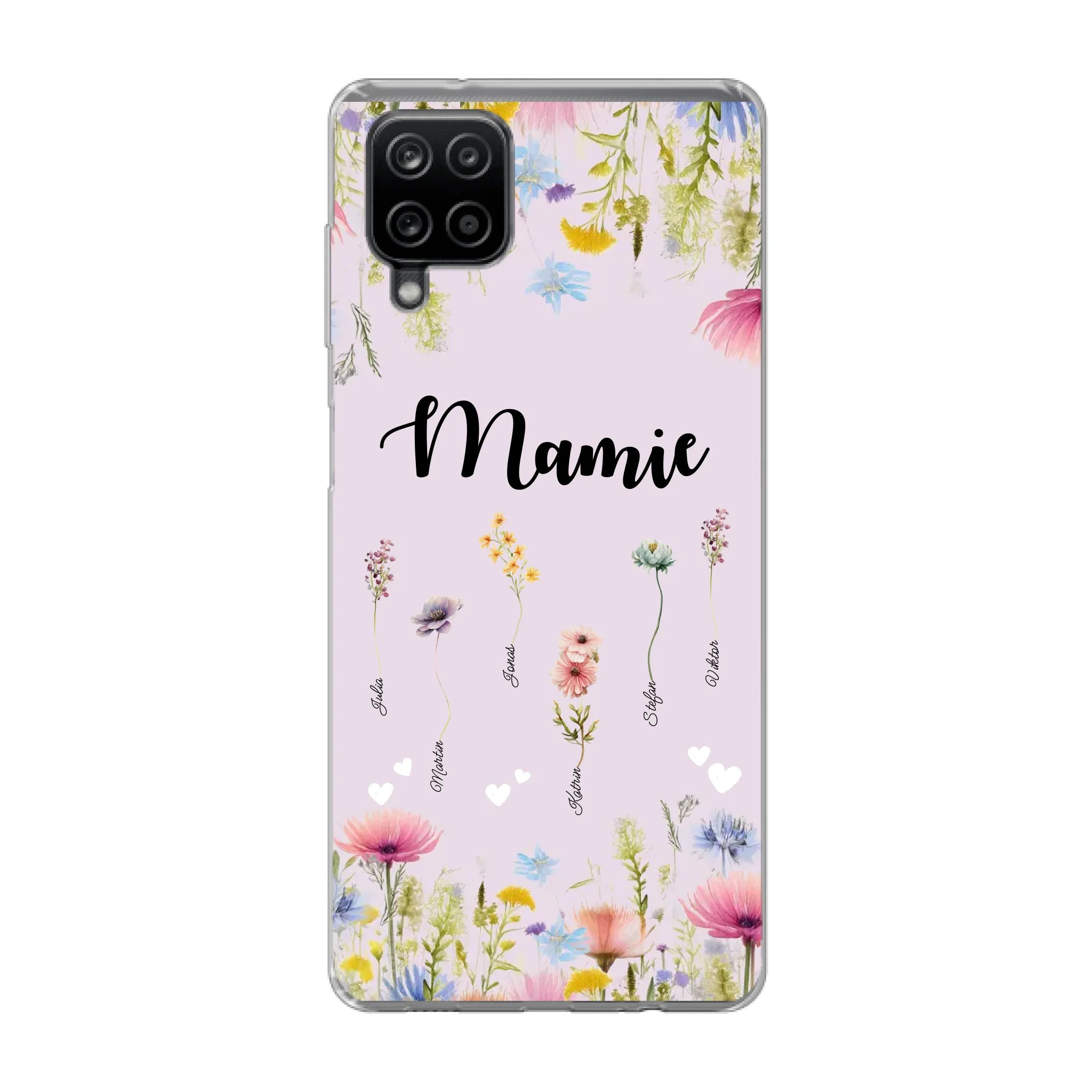 Mamie / Maman Fleur personnalisée Nom de l'enfant - Coque de téléphone personnalisable