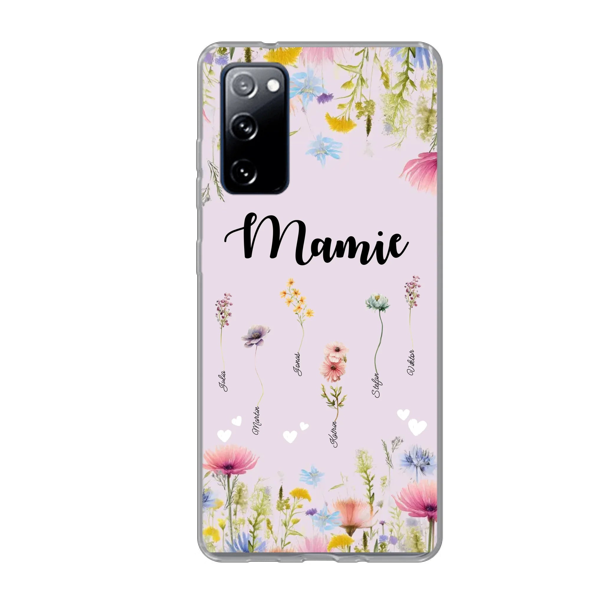 Mamie / Maman Fleur personnalisée Nom de l'enfant - Coque de téléphone personnalisable