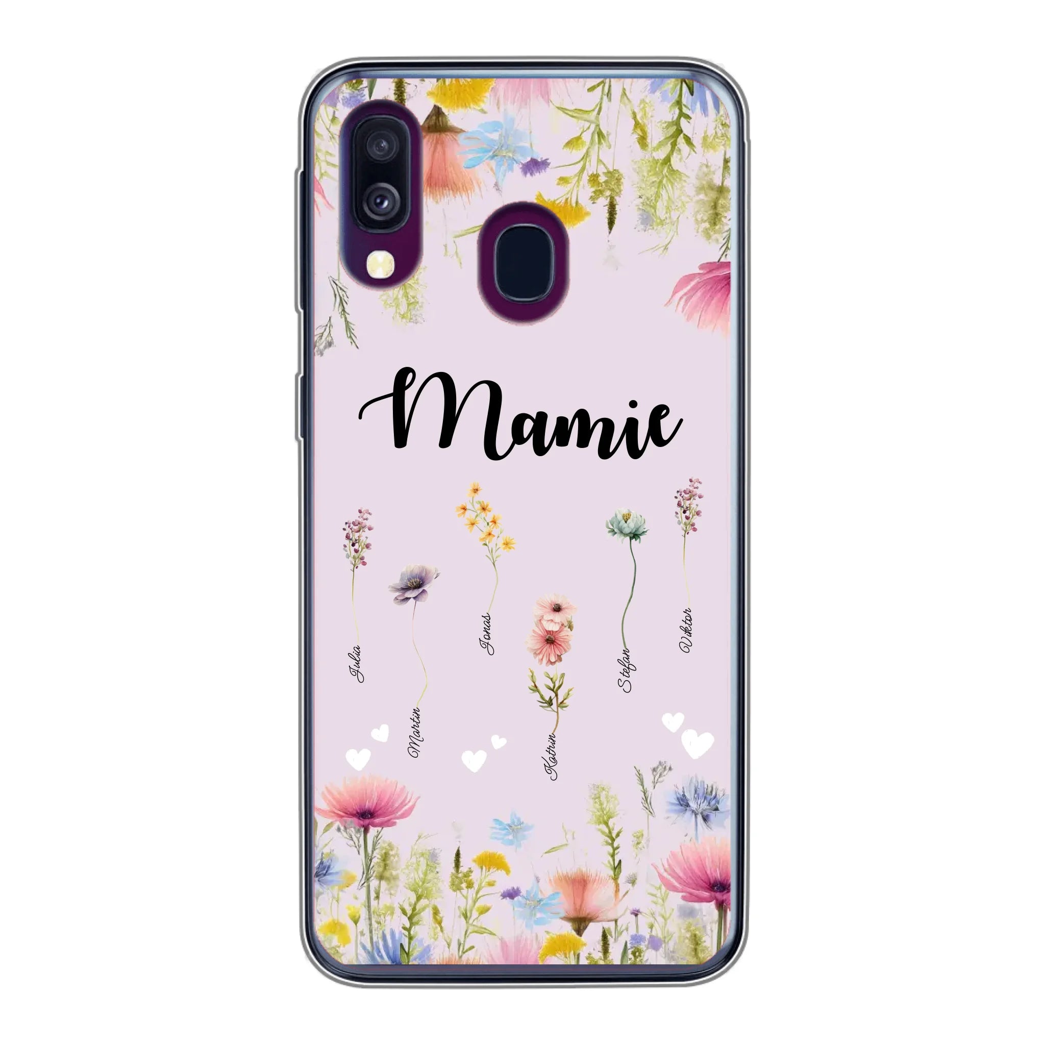 Mamie / Maman Fleur personnalisée Nom de l'enfant - Coque de téléphone personnalisable