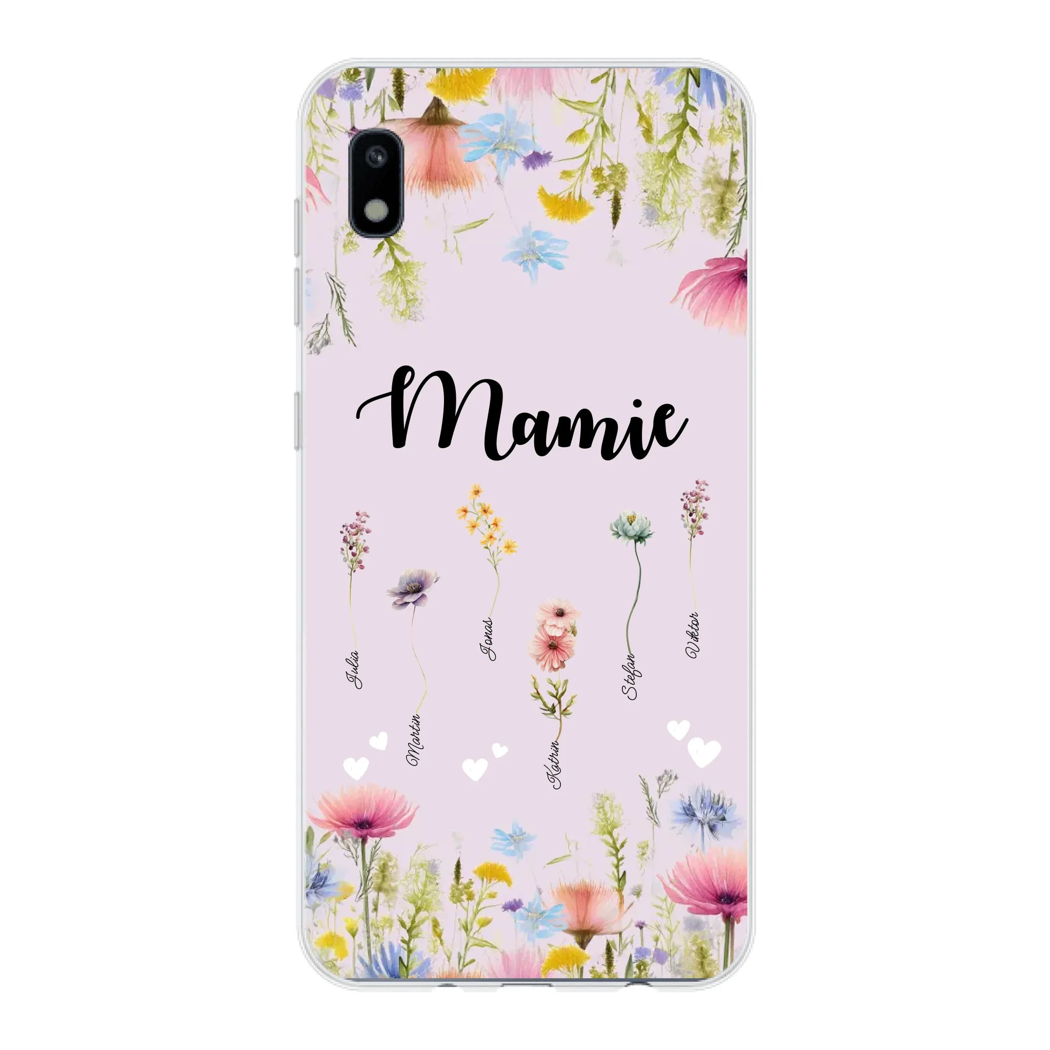 Mamie / Maman Fleur personnalisée Nom de l'enfant - Coque de téléphone personnalisable