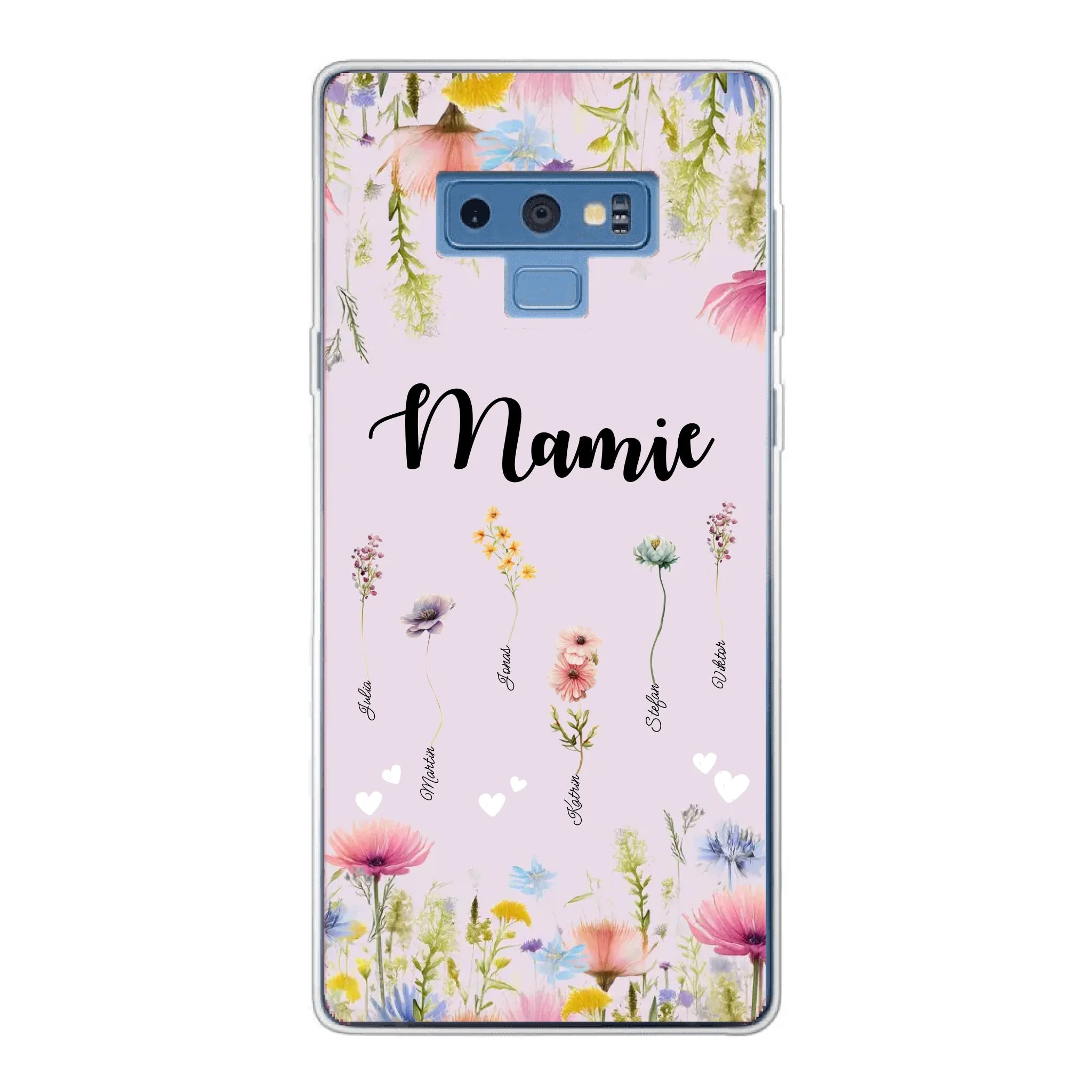 Mamie / Maman Fleur personnalisée Nom de l'enfant - Coque de téléphone personnalisable