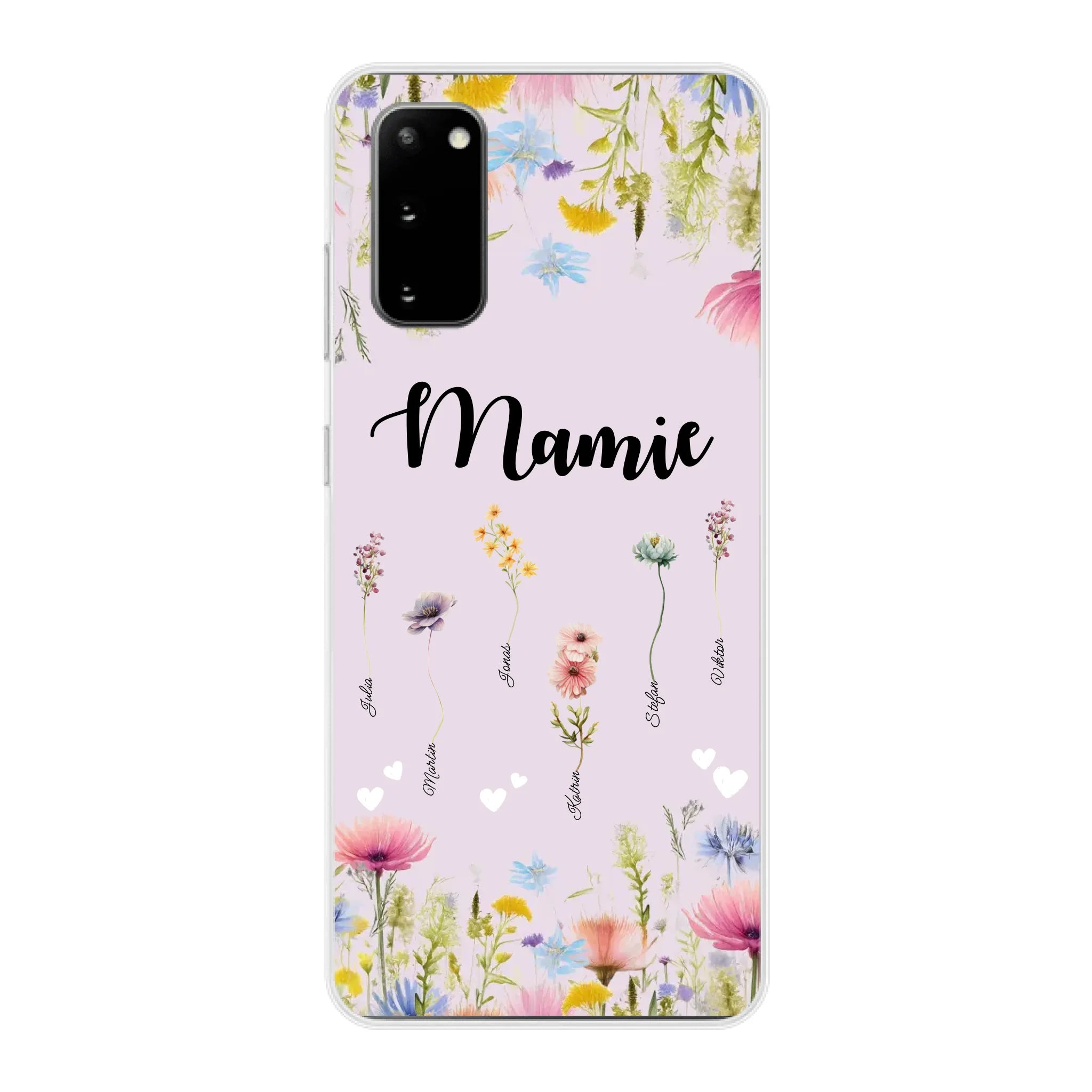 Mamie / Maman Fleur personnalisée Nom de l'enfant - Coque de téléphone personnalisable