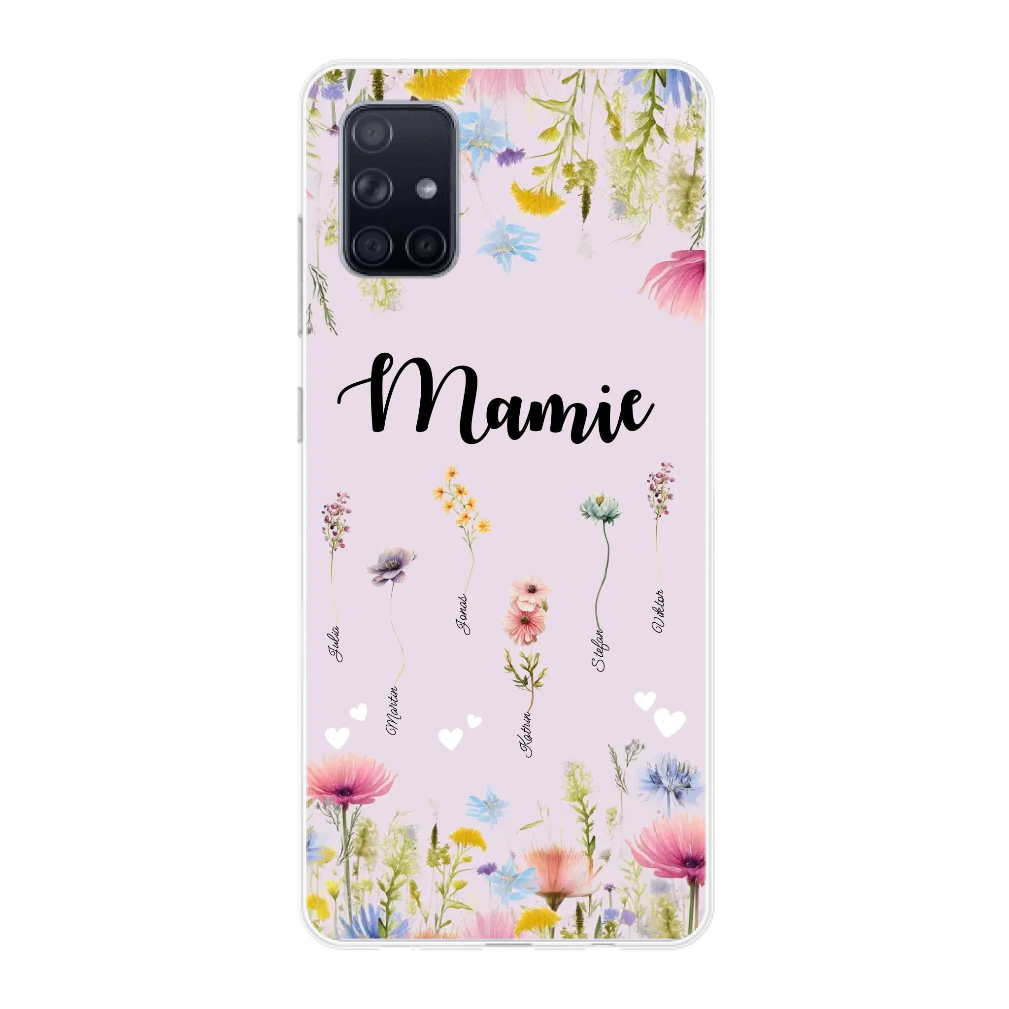 Mamie / Maman Fleur personnalisée Nom de l'enfant - Coque de téléphone personnalisable