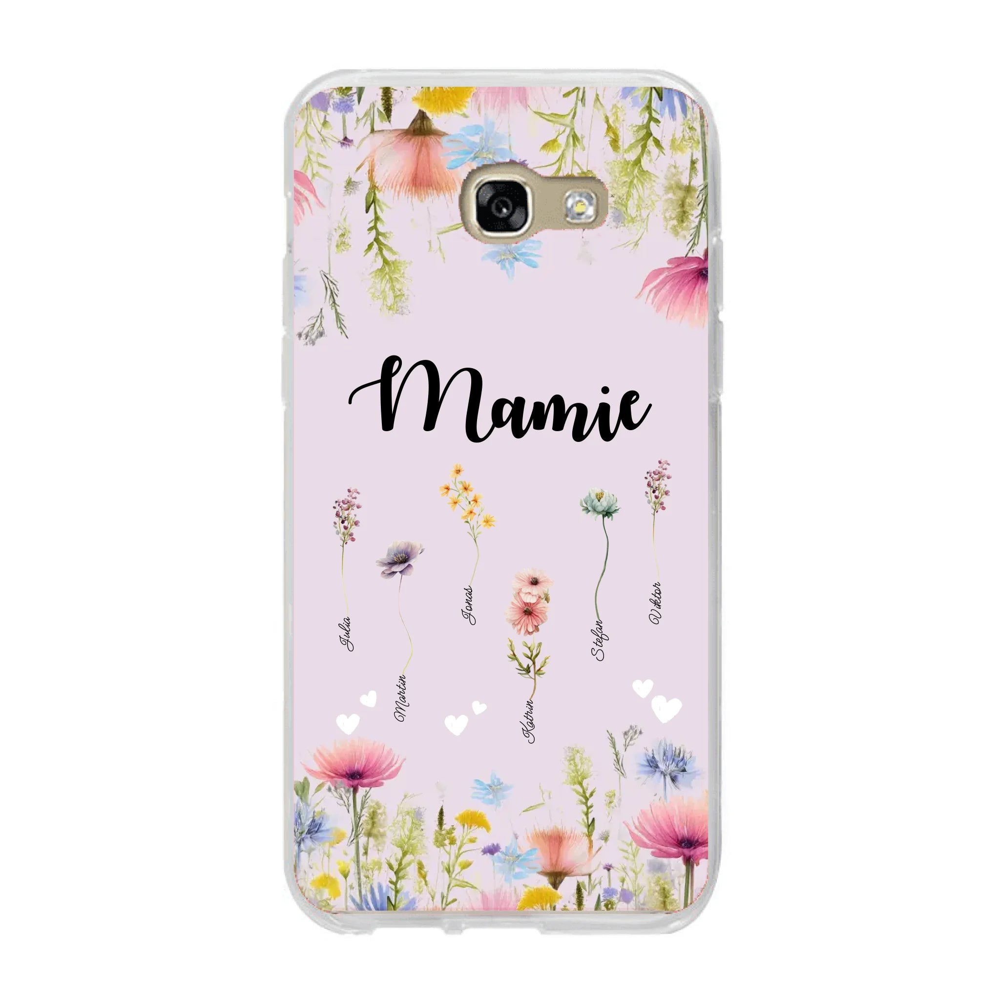 Mamie / Maman Fleur personnalisée Nom de l'enfant - Coque de téléphone personnalisable