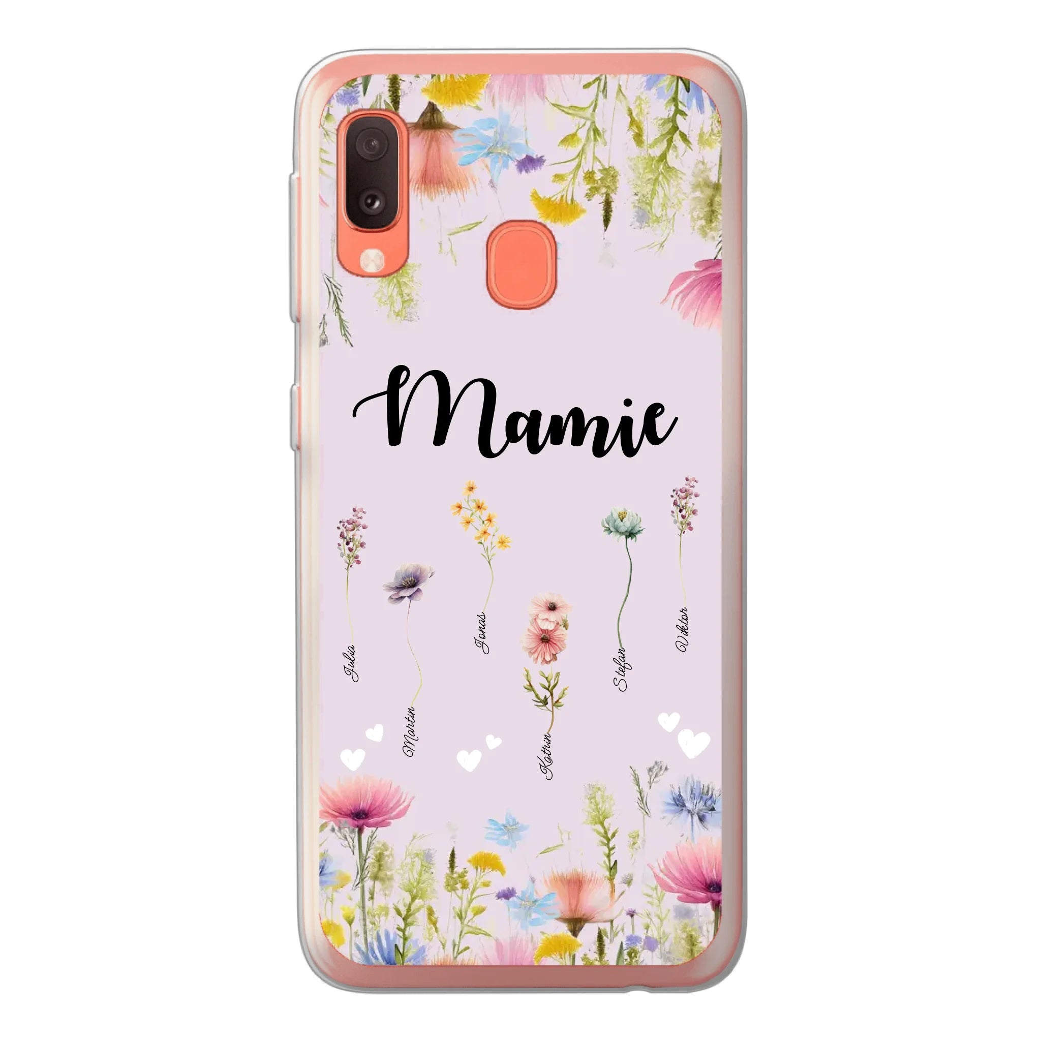 Mamie / Maman Fleur personnalisée Nom de l'enfant - Coque de téléphone personnalisable