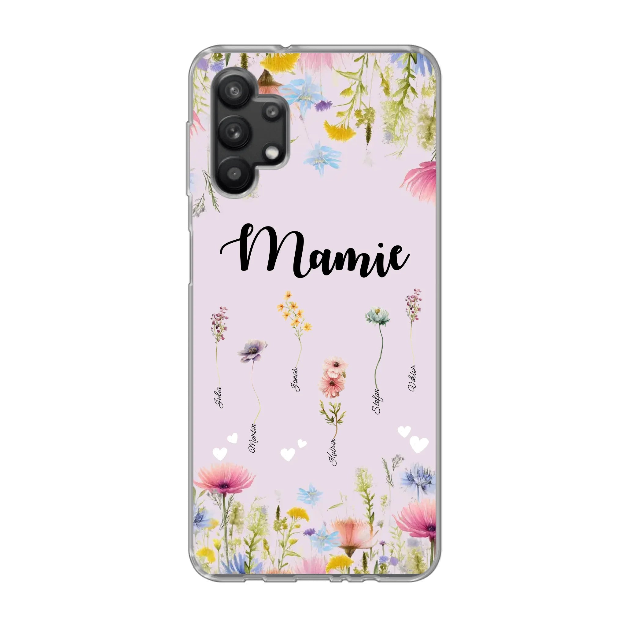 Mamie / Maman Fleur personnalisée Nom de l'enfant - Coque de téléphone personnalisable