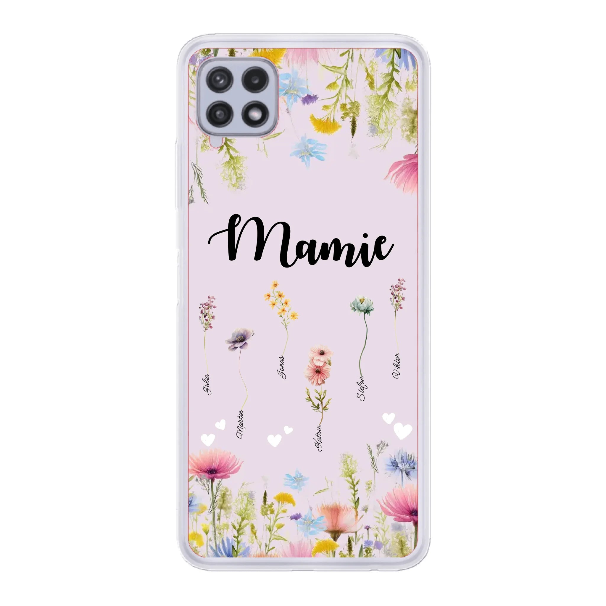 Mamie / Maman Fleur personnalisée Nom de l'enfant - Coque de téléphone personnalisable