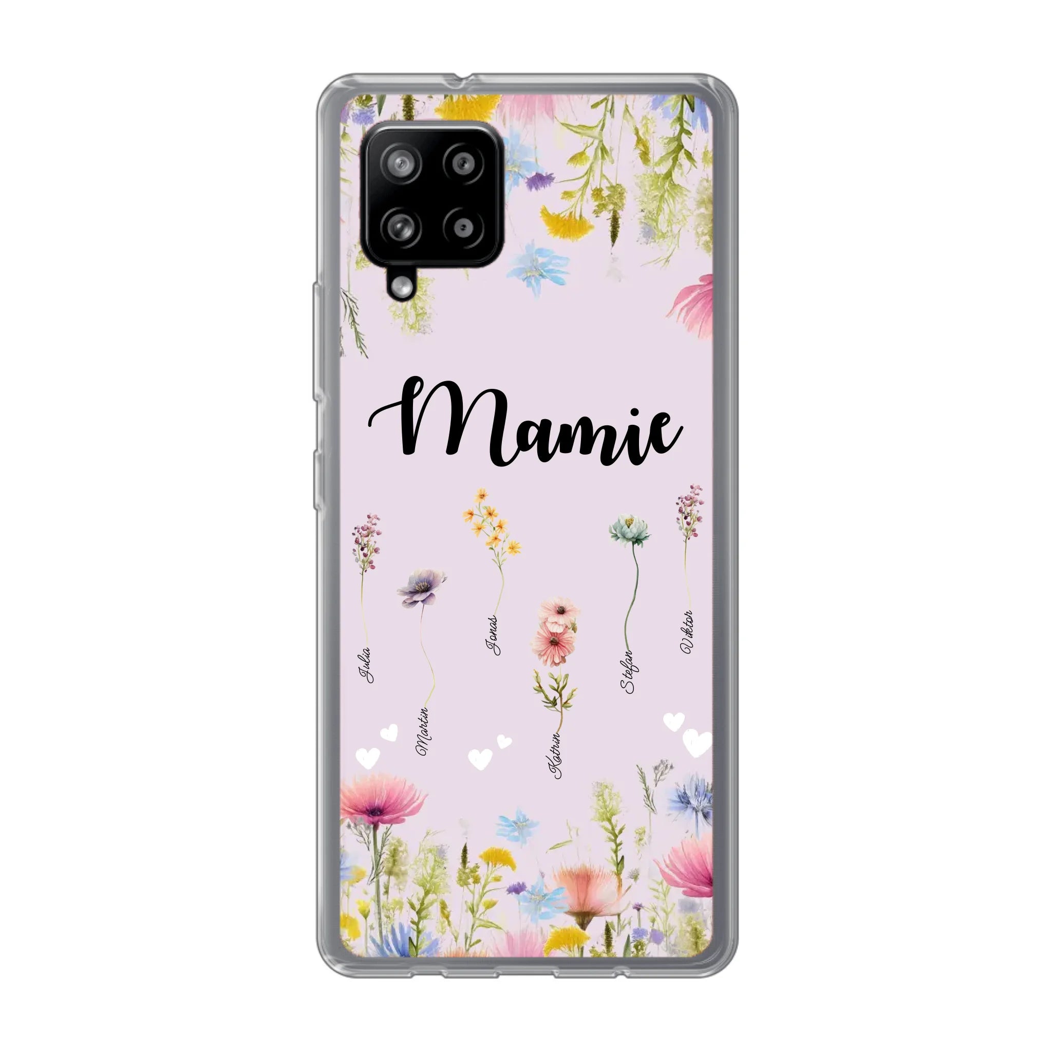 Mamie / Maman Fleur personnalisée Nom de l'enfant - Coque de téléphone personnalisable