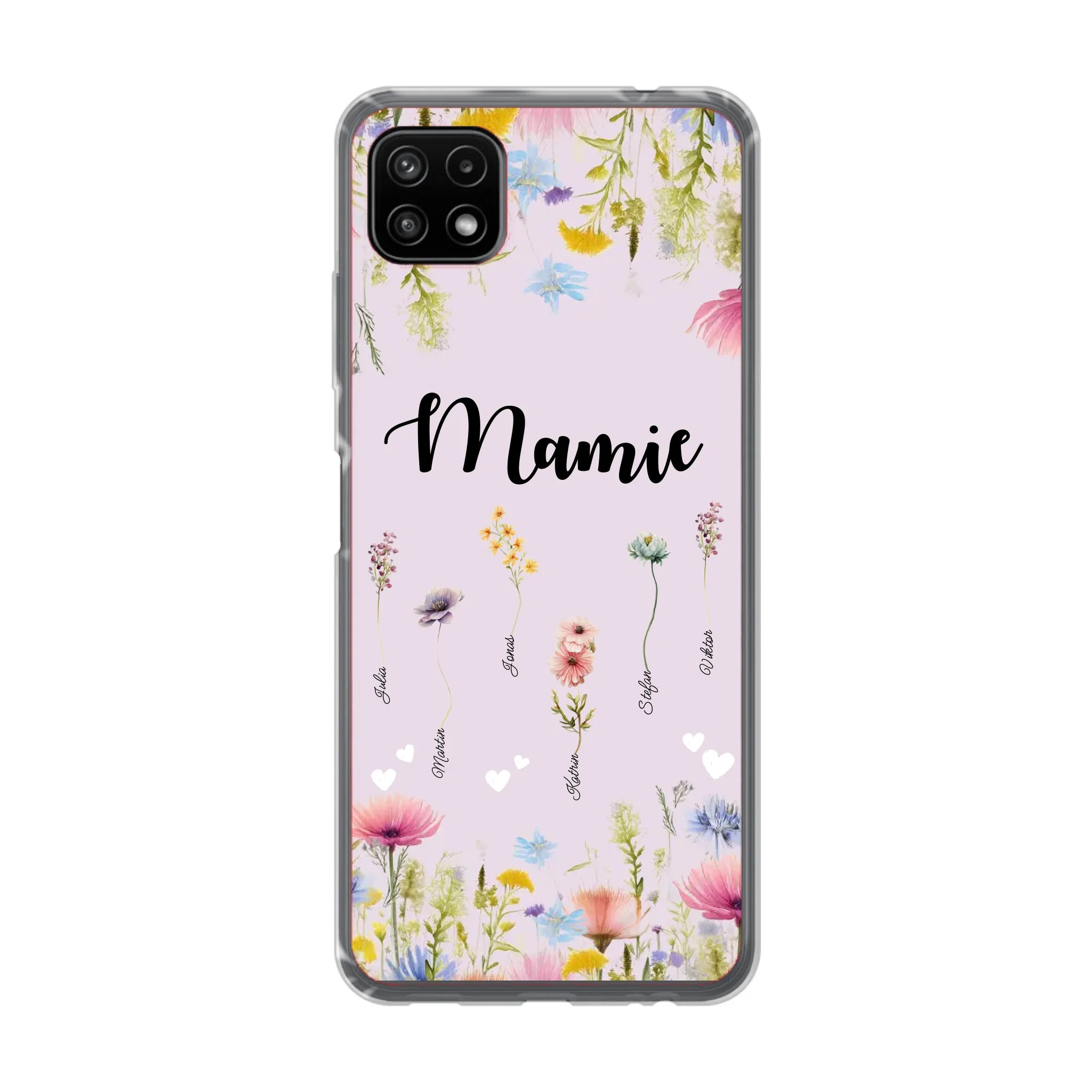 Mamie / Maman Fleur personnalisée Nom de l'enfant - Coque de téléphone personnalisable