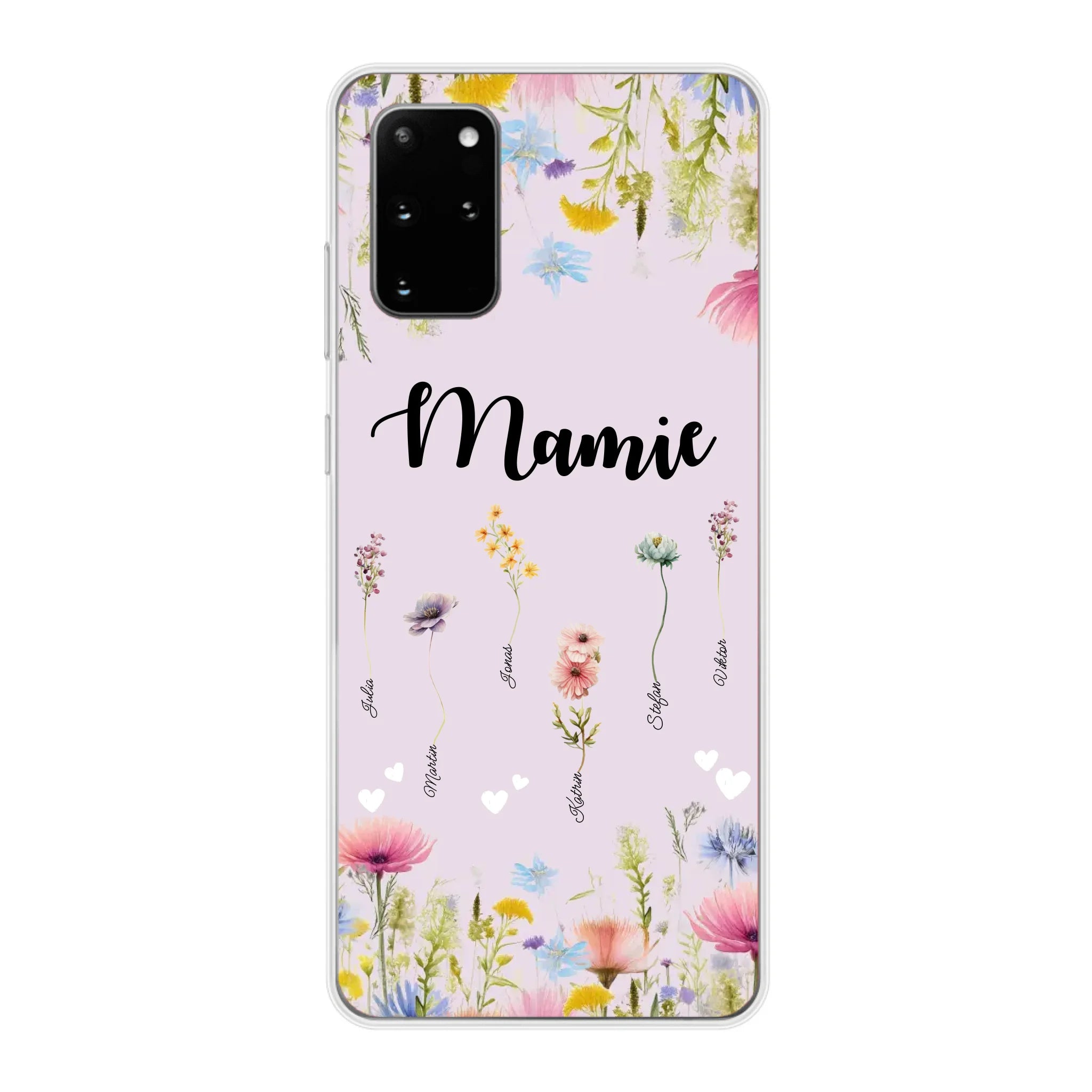 Mamie / Maman Fleur personnalisée Nom de l'enfant - Coque de téléphone personnalisable