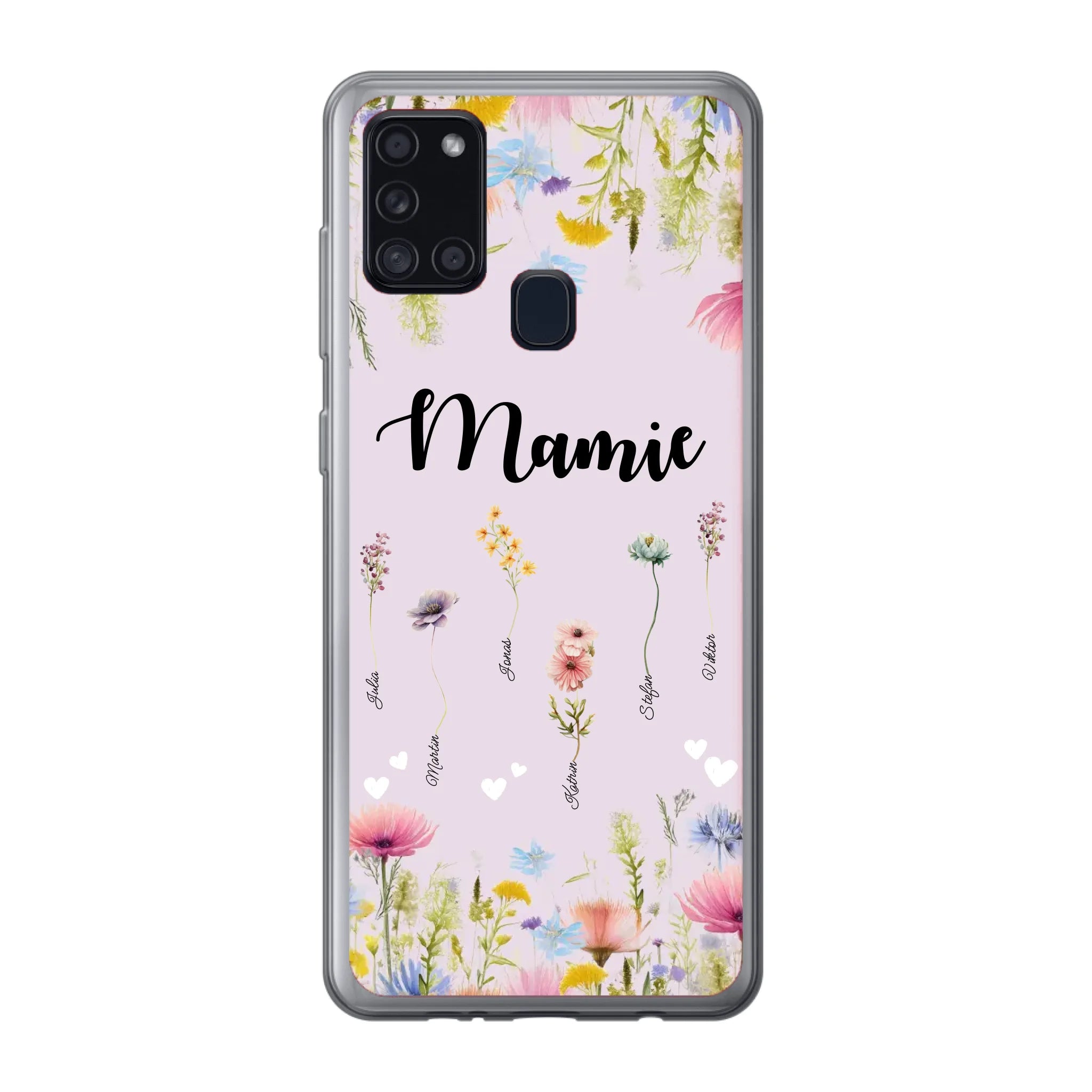 Mamie / Maman Fleur personnalisée Nom de l'enfant - Coque de téléphone personnalisable