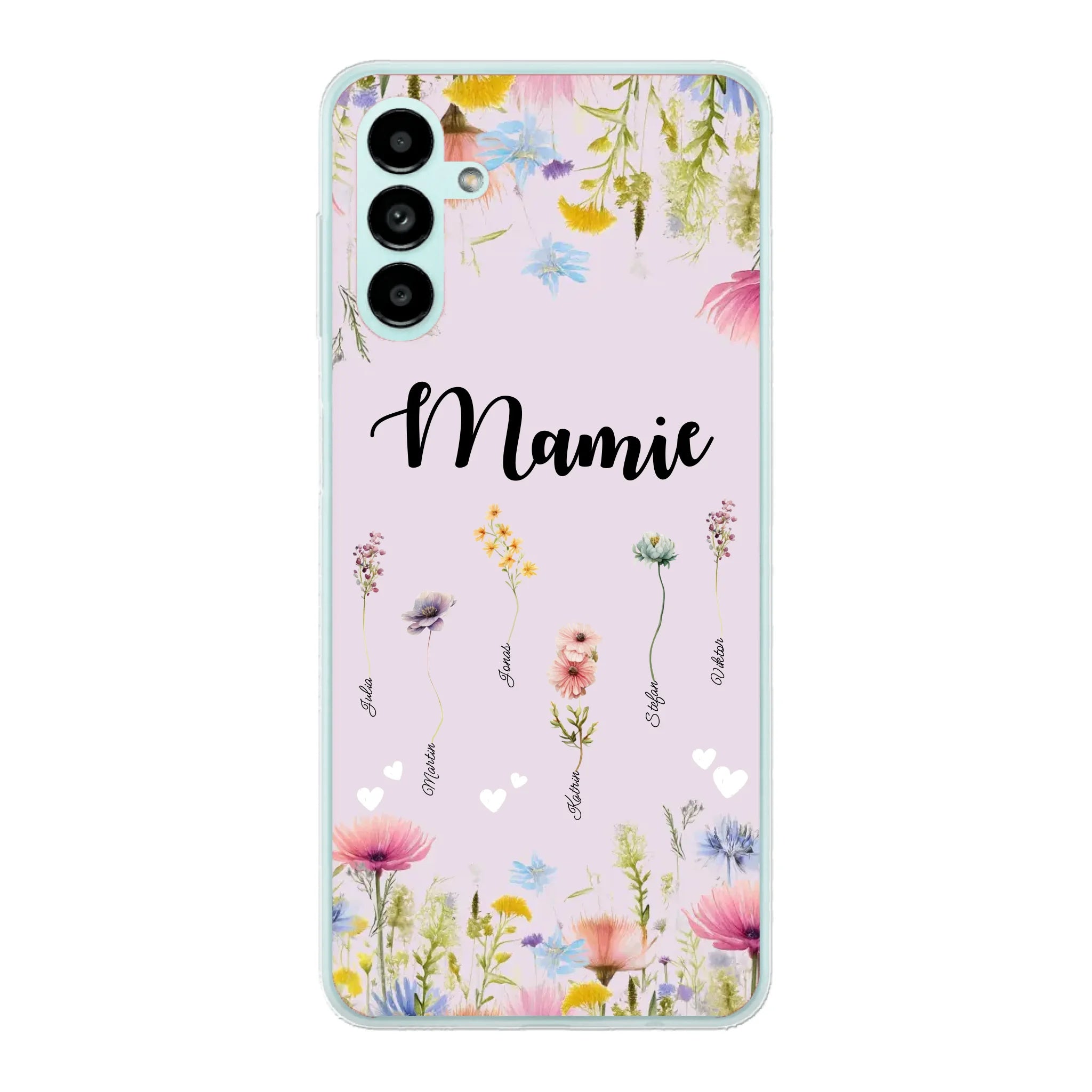 Mamie / Maman Fleur personnalisée Nom de l'enfant - Coque de téléphone personnalisable