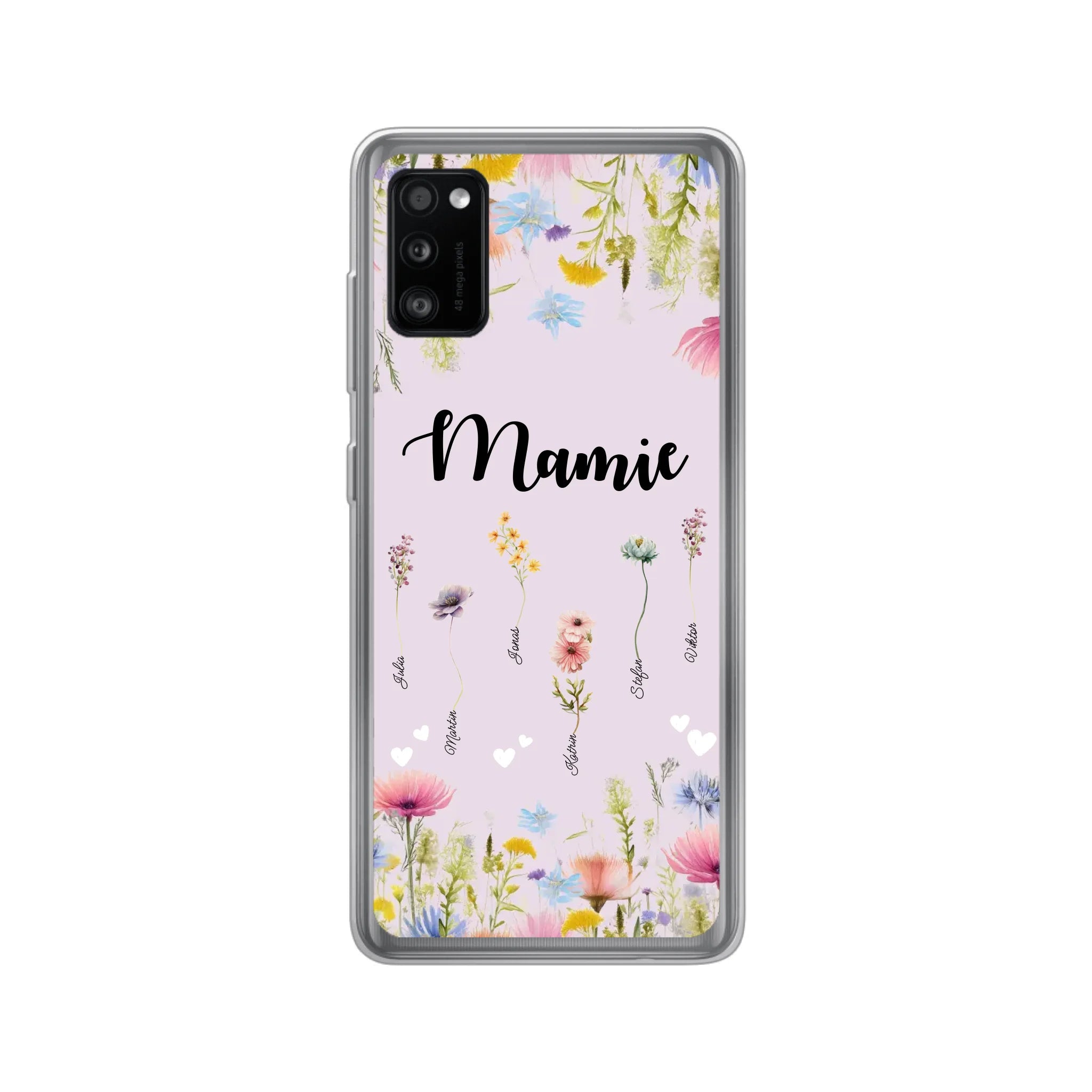 Mamie / Maman Fleur personnalisée Nom de l'enfant - Coque de téléphone personnalisable