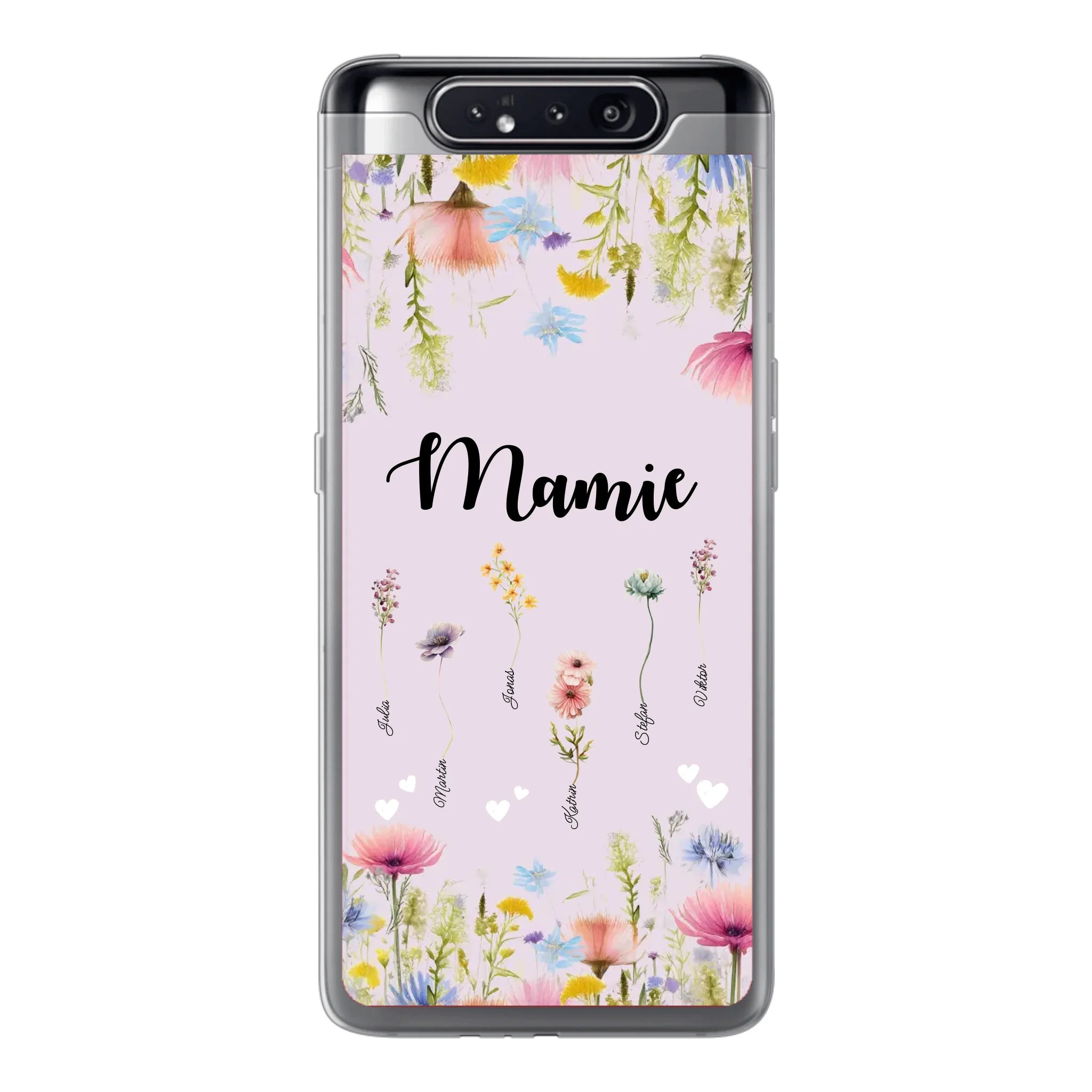 Mamie / Maman Fleur personnalisée Nom de l'enfant - Coque de téléphone personnalisable