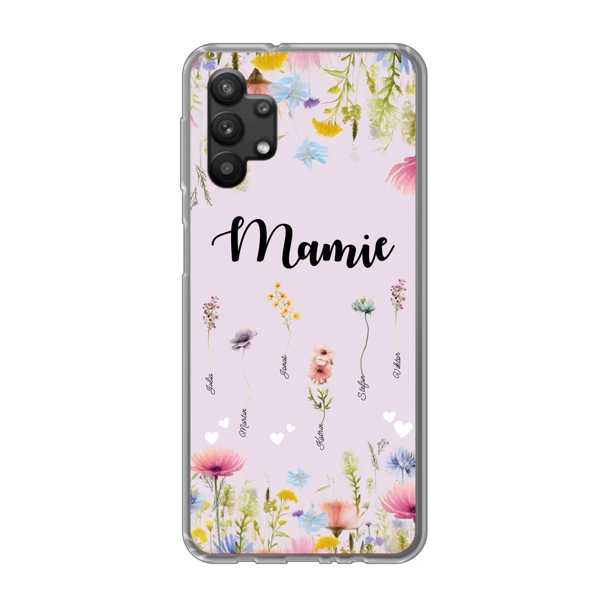 Mamie / Maman Fleur personnalisée Nom de l'enfant - Coque de téléphone personnalisable