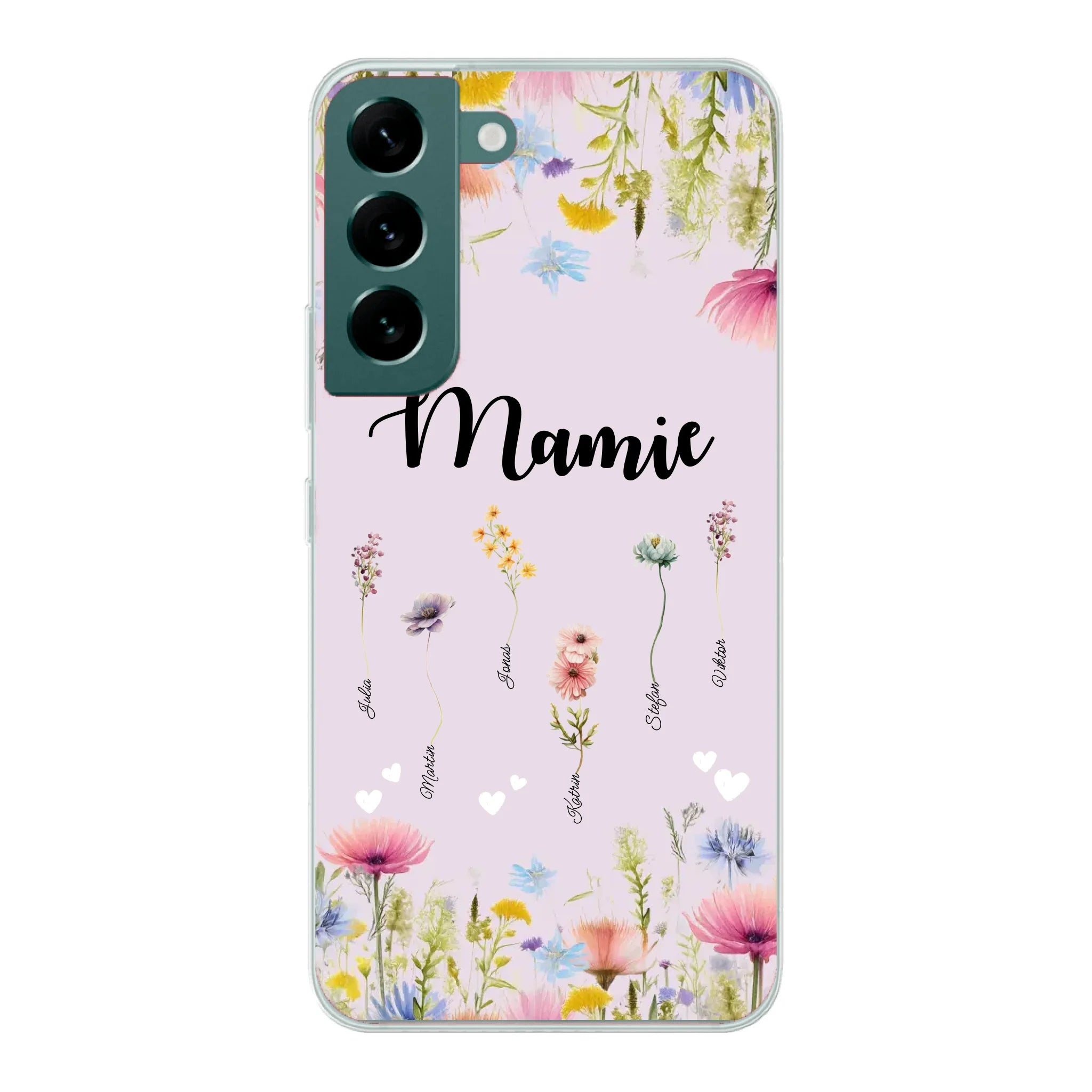 Mamie / Maman Fleur personnalisée Nom de l'enfant - Coque de téléphone personnalisable