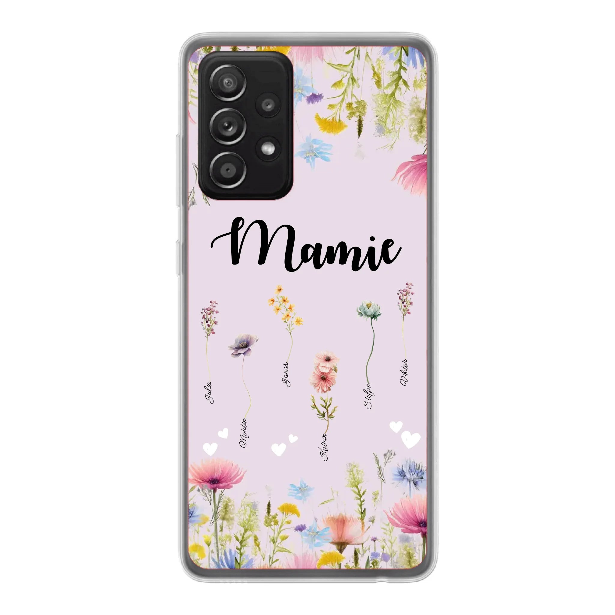 Mamie / Maman Fleur personnalisée Nom de l'enfant - Coque de téléphone personnalisable