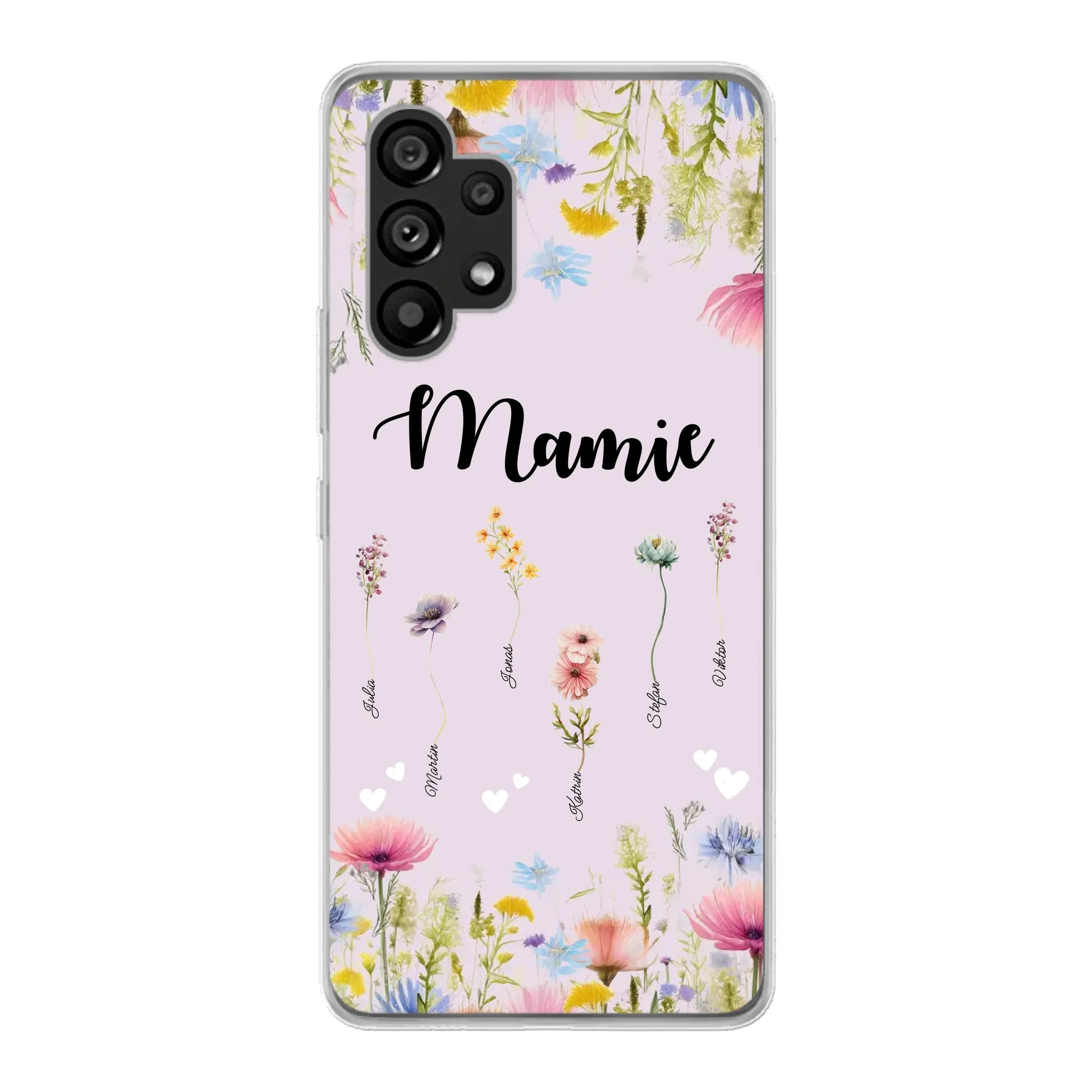 Mamie / Maman Fleur personnalisée Nom de l'enfant - Coque de téléphone personnalisable