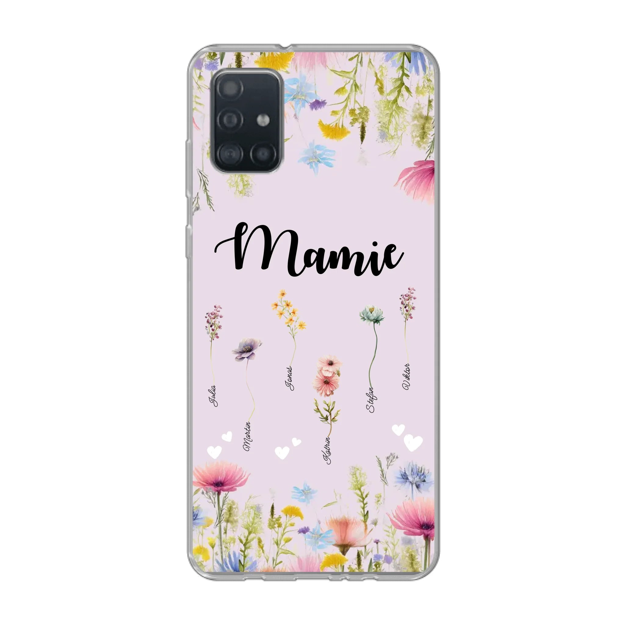 Mamie / Maman Fleur personnalisée Nom de l'enfant - Coque de téléphone personnalisable