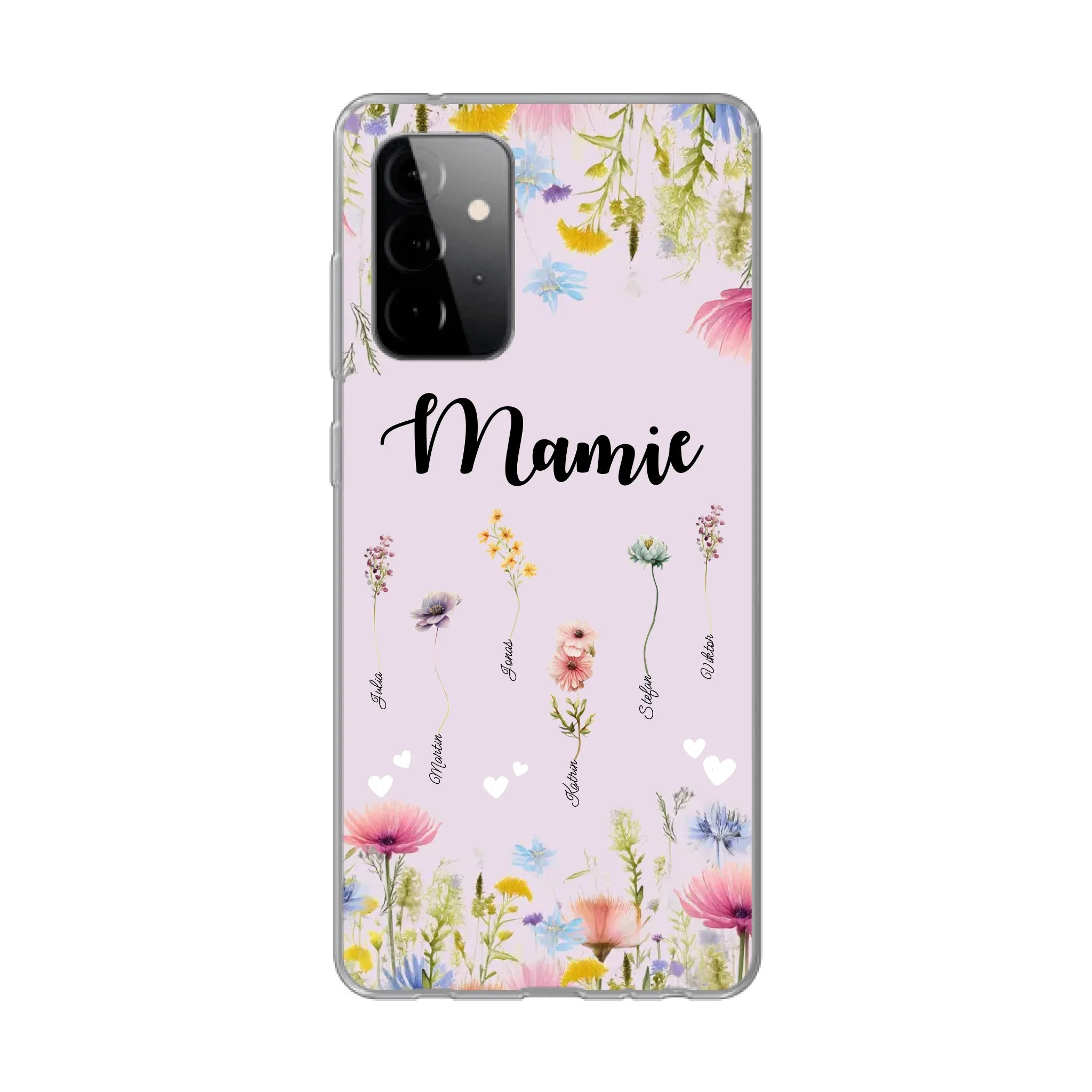 Mamie / Maman Fleur personnalisée Nom de l'enfant - Coque de téléphone personnalisable