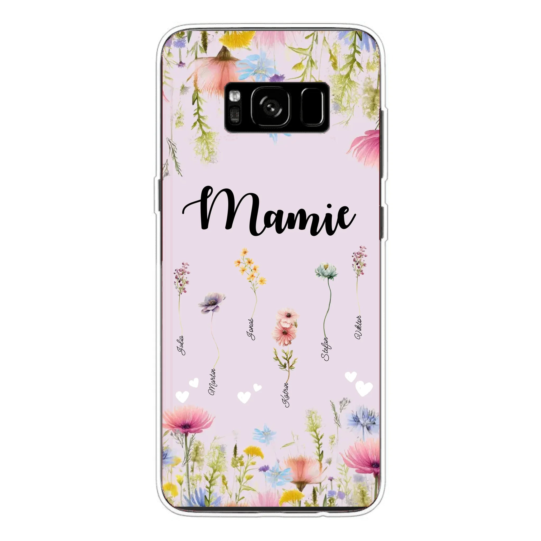 Mamie / Maman Fleur personnalisée Nom de l'enfant - Coque de téléphone personnalisable