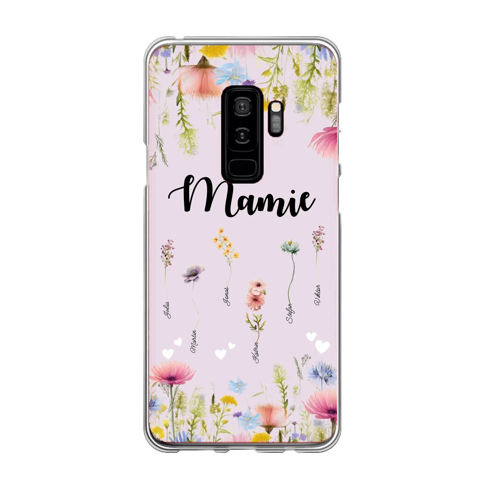 Mamie / Maman Fleur personnalisée Nom de l'enfant - Coque de téléphone personnalisable