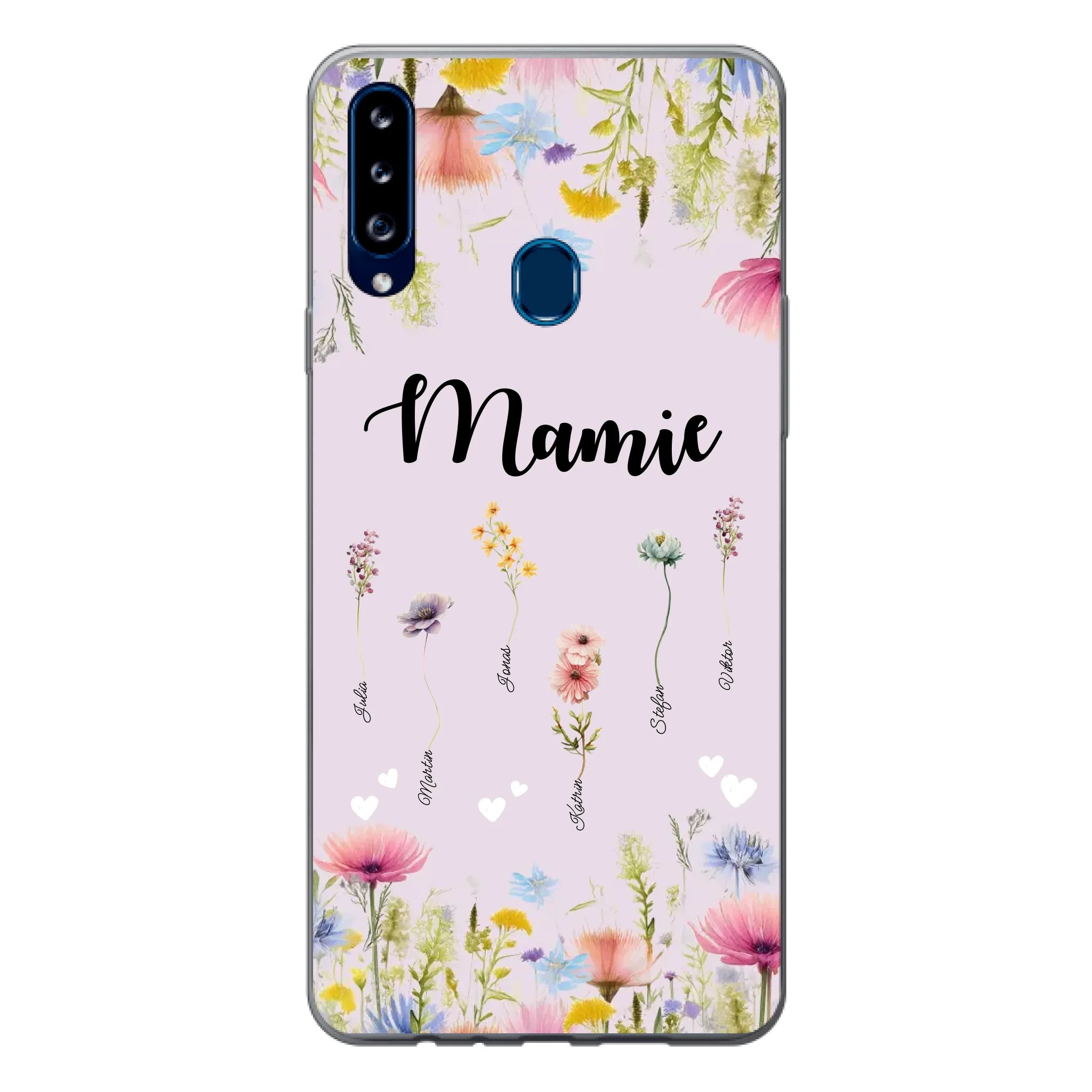 Mamie / Maman Fleur personnalisée Nom de l'enfant - Coque de téléphone personnalisable