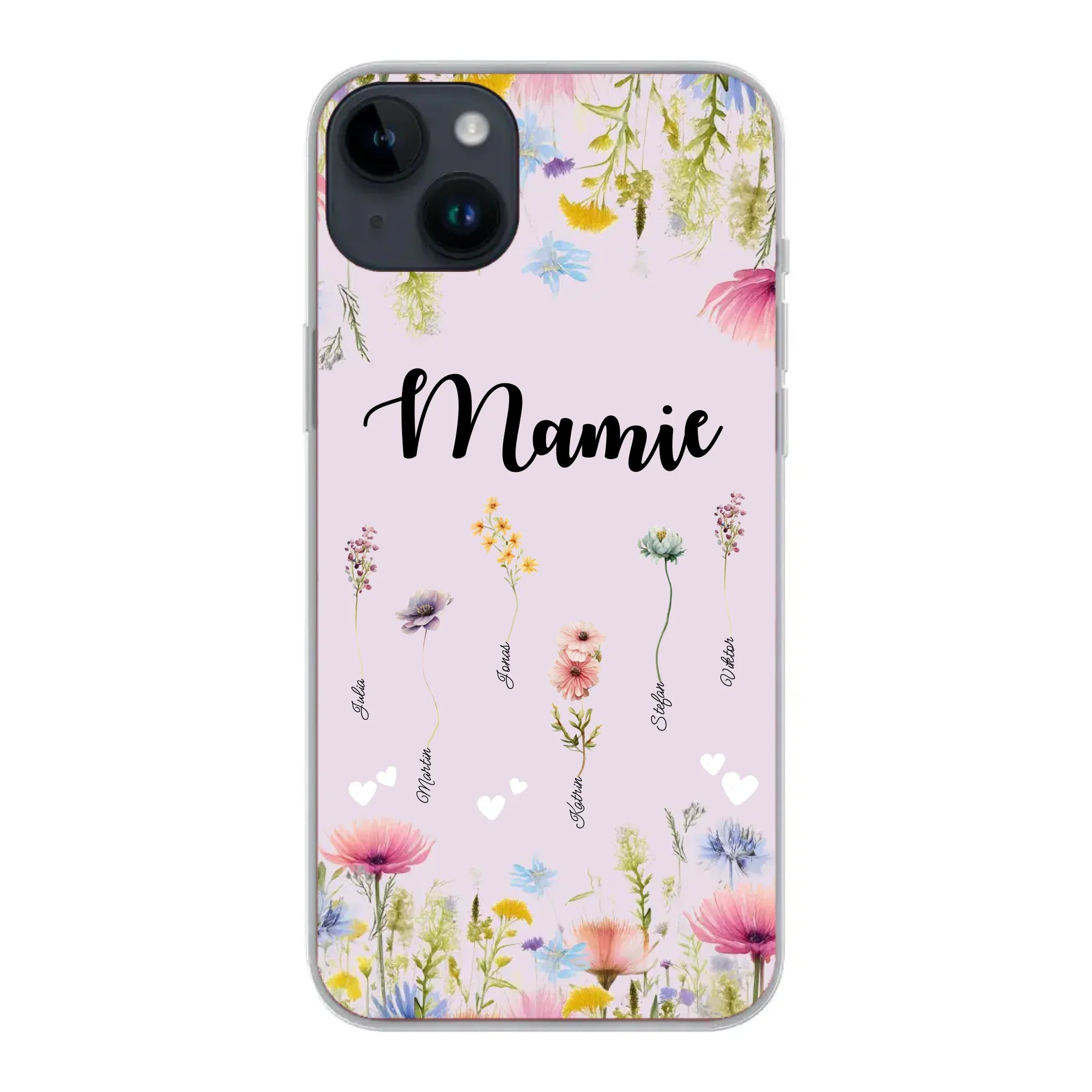 Mamie / Maman Fleur personnalisée Nom de l'enfant - Coque de téléphone personnalisable