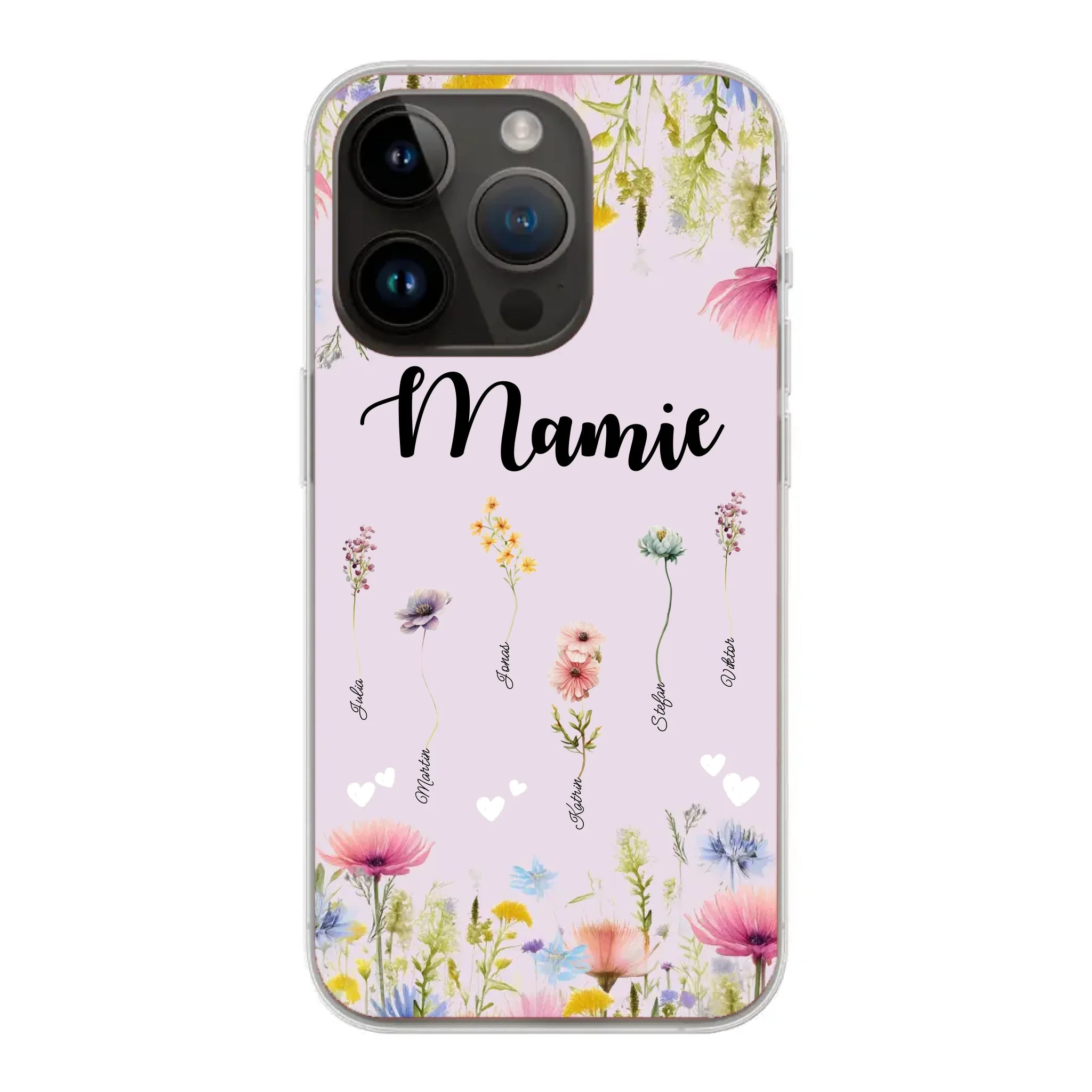 Mamie / Maman Fleur personnalisée Nom de l'enfant - Coque de téléphone personnalisable