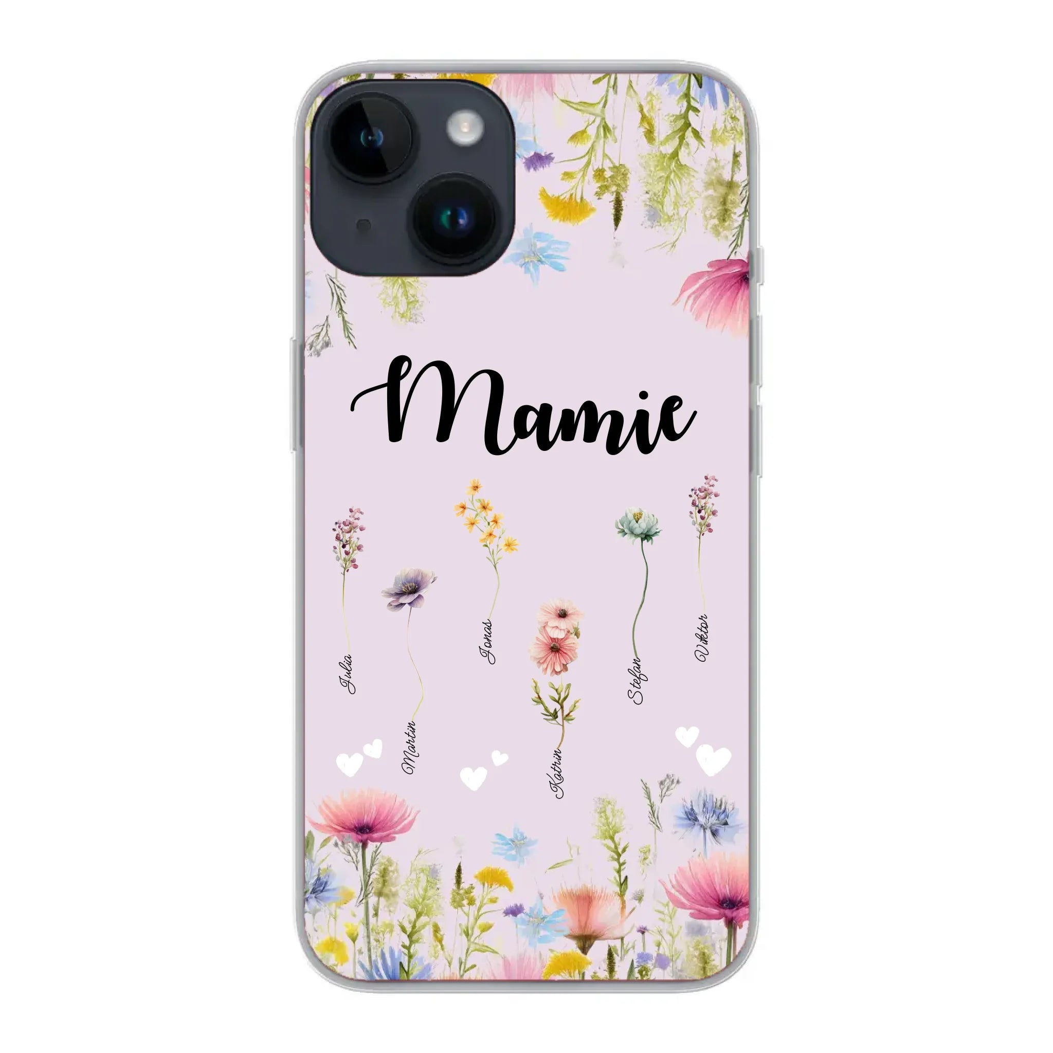 Mamie / Maman Fleur personnalisée Nom de l'enfant - Coque de téléphone personnalisable