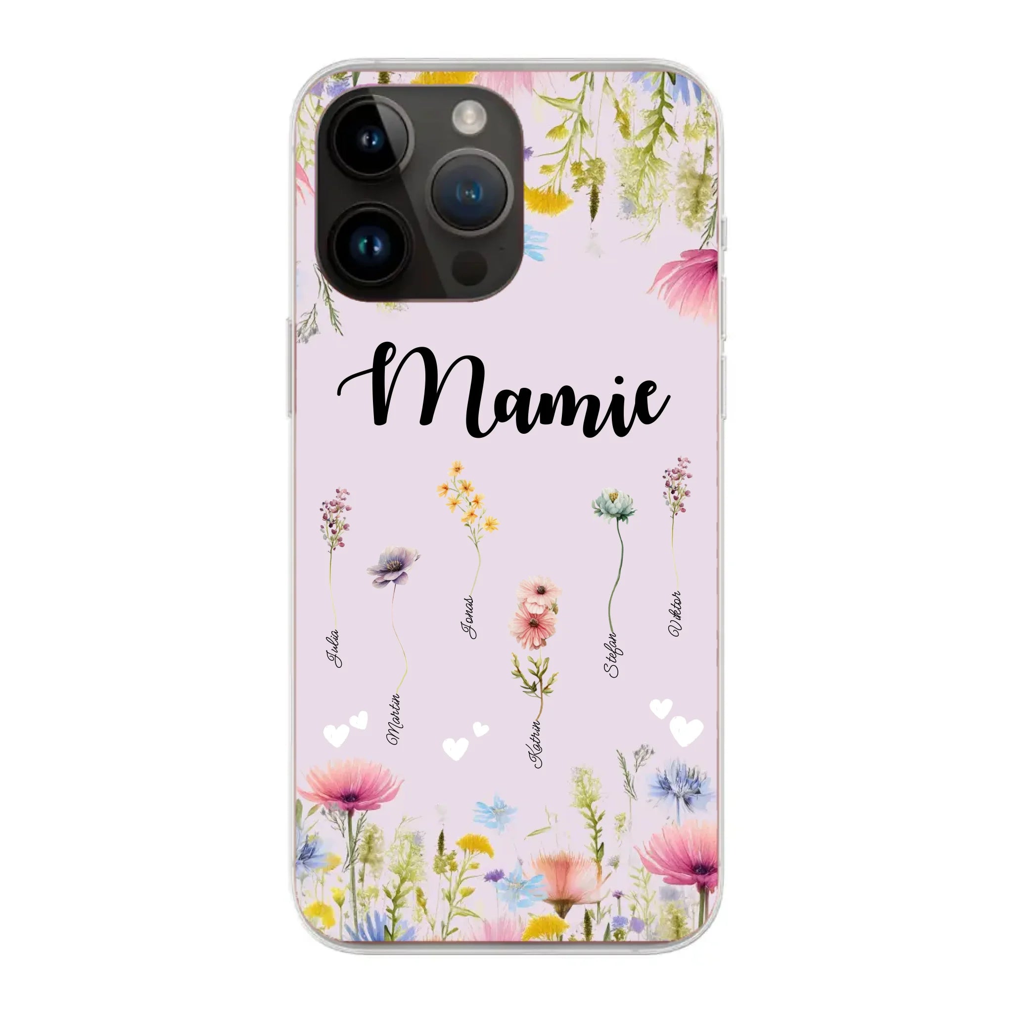 Mamie / Maman Fleur personnalisée Nom de l'enfant - Coque de téléphone personnalisable