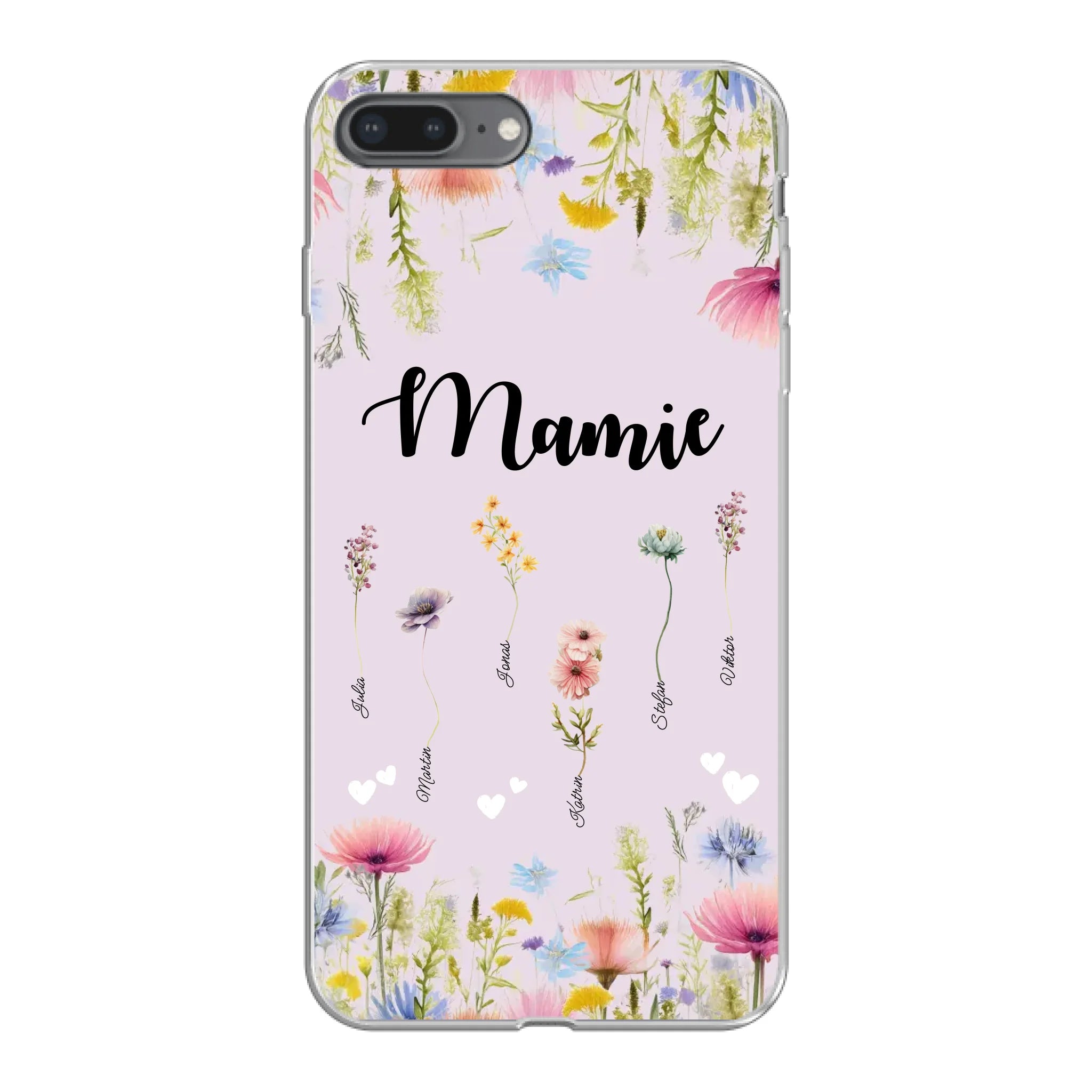 Mamie / Maman Fleur personnalisée Nom de l'enfant - Coque de téléphone personnalisable