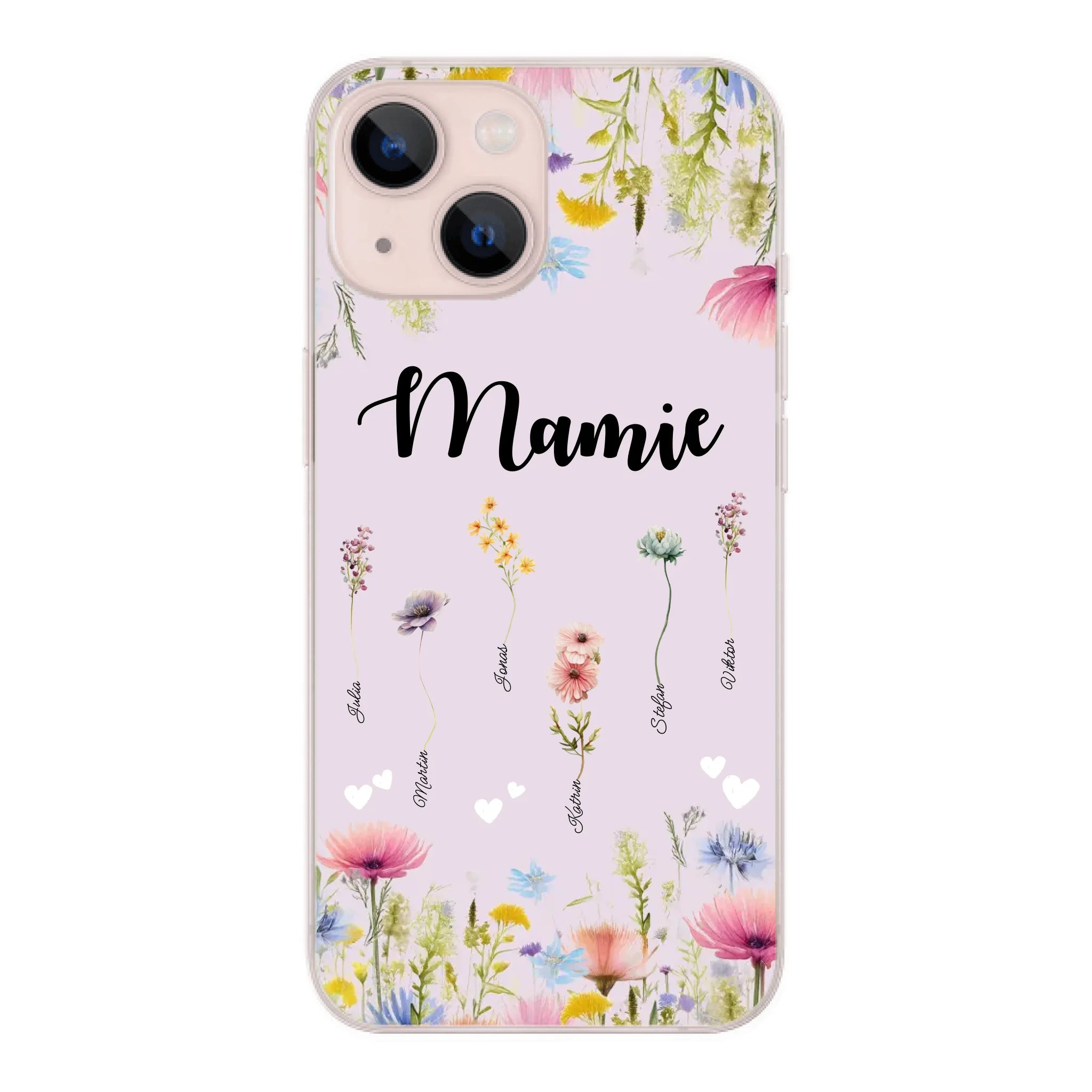 Mamie / Maman Fleur personnalisée Nom de l'enfant - Coque de téléphone personnalisable