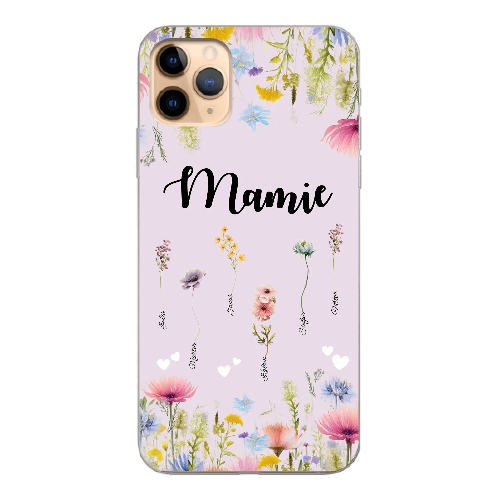 Mamie / Maman Fleur personnalisée Nom de l'enfant - Coque de téléphone personnalisable