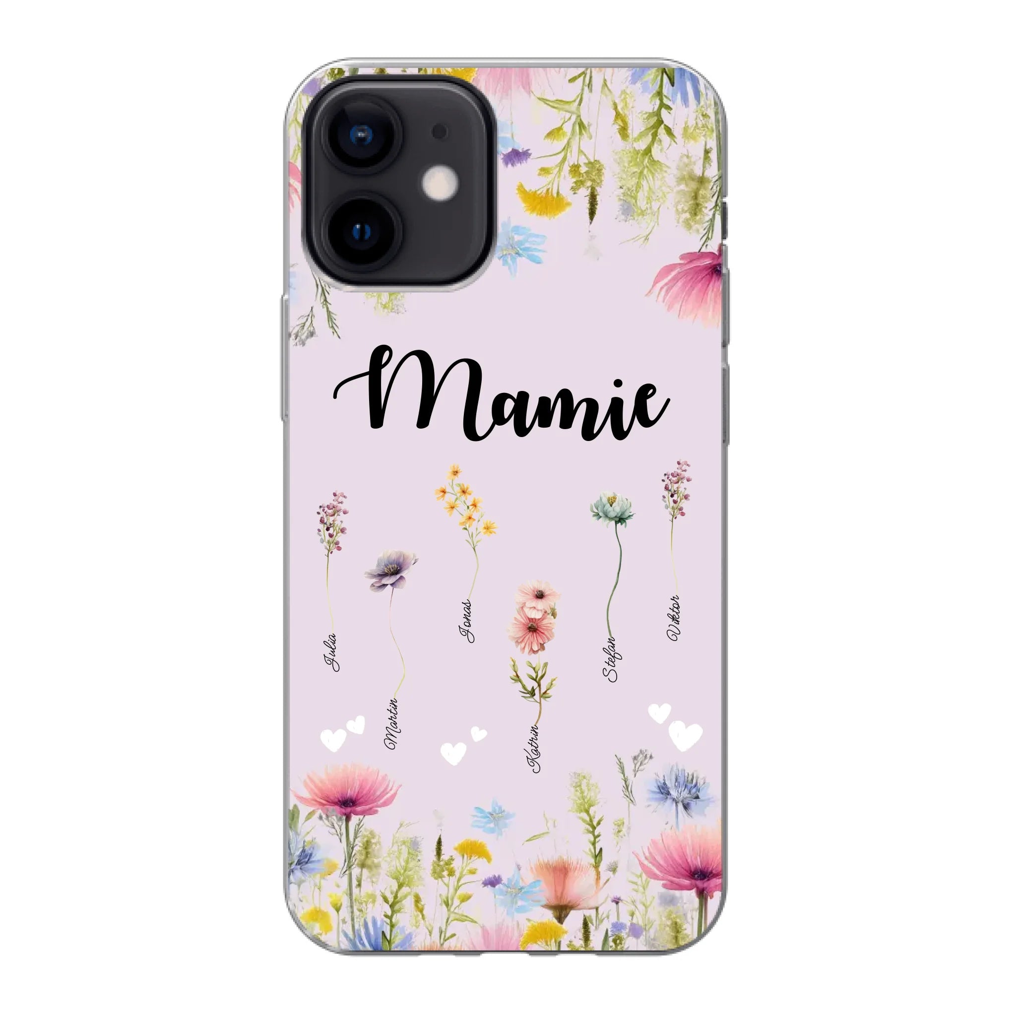 Mamie / Maman Fleur personnalisée Nom de l'enfant - Coque de téléphone personnalisable