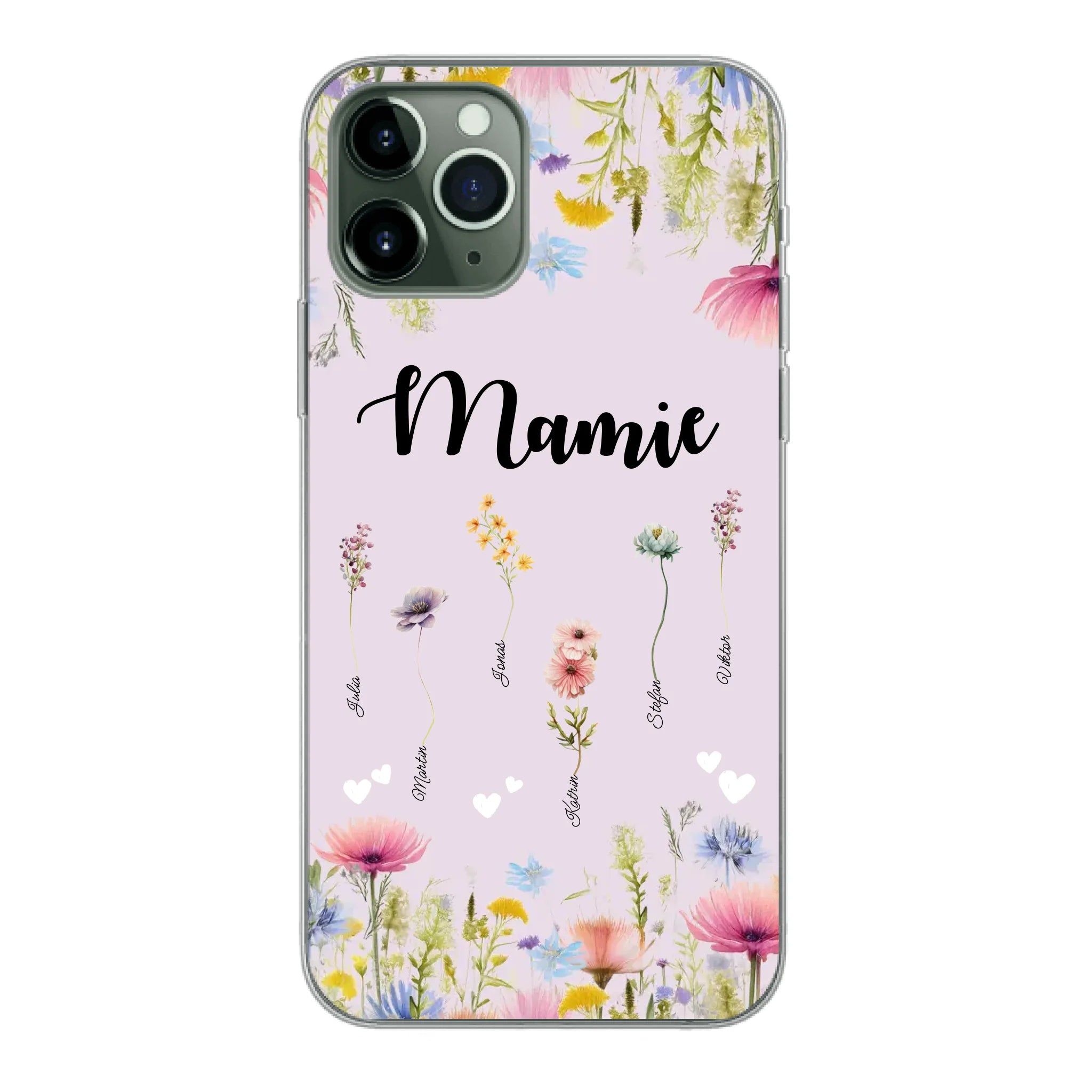 Mamie / Maman Fleur personnalisée Nom de l'enfant - Coque de téléphone personnalisable