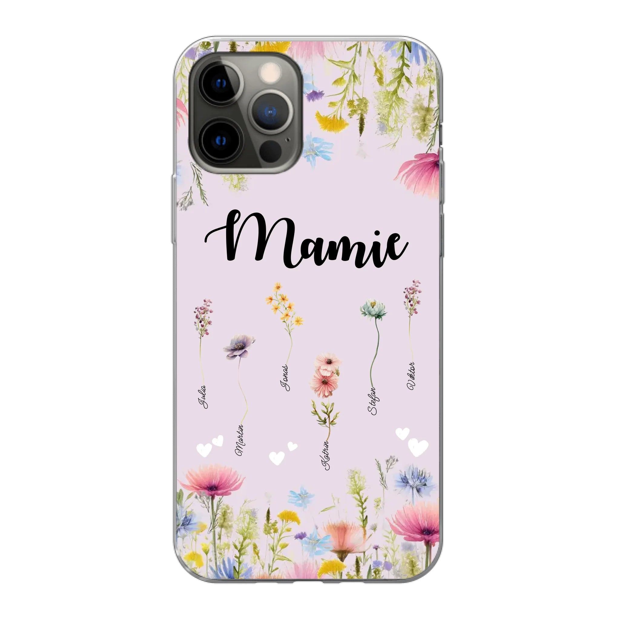 Mamie / Maman Fleur personnalisée Nom de l'enfant - Coque de téléphone personnalisable