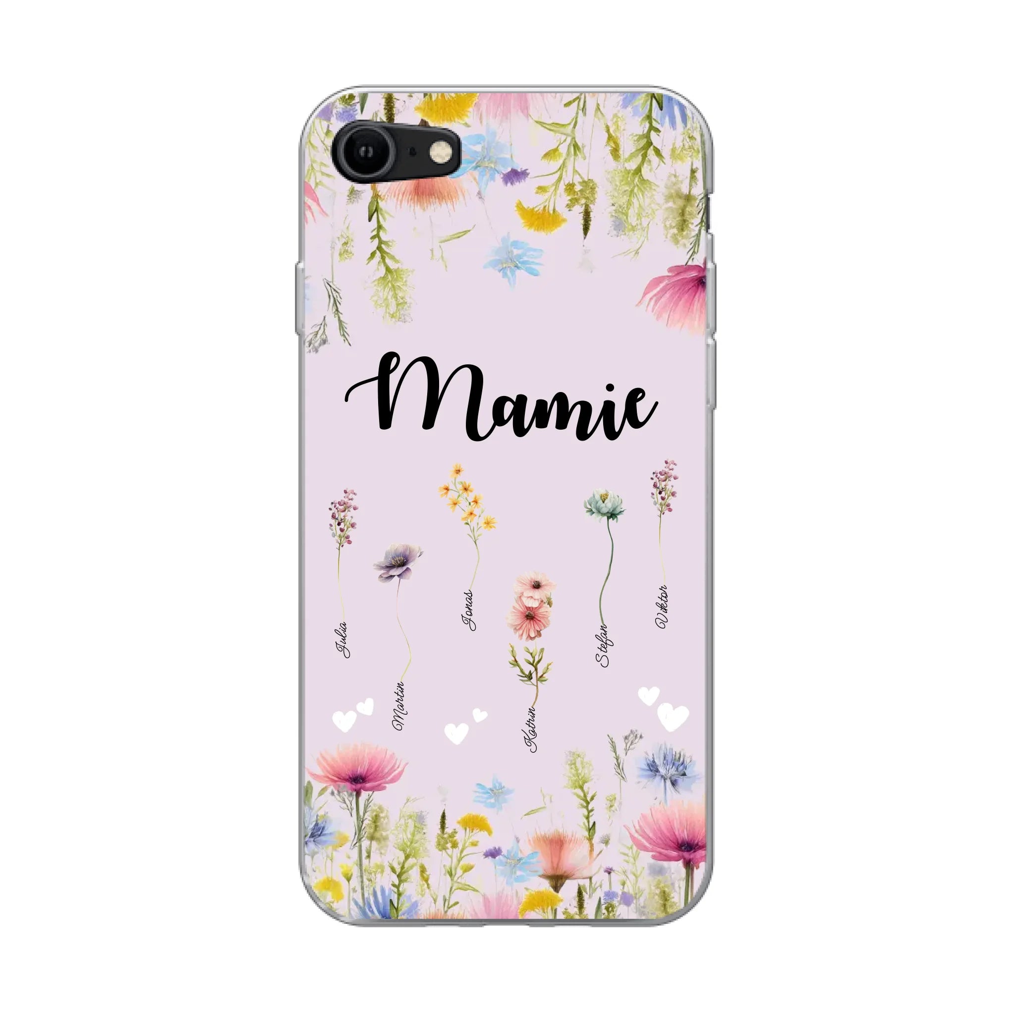 Mamie / Maman Fleur personnalisée Nom de l'enfant - Coque de téléphone personnalisable