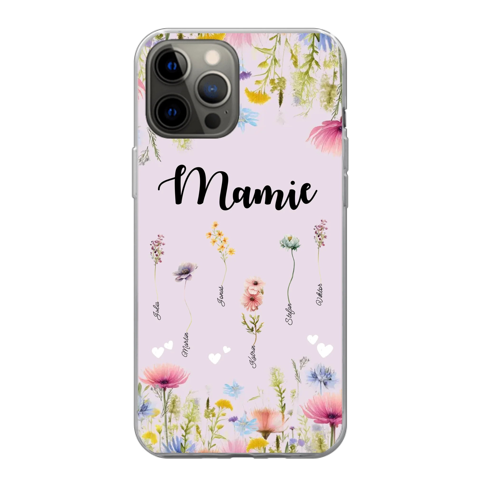 Mamie / Maman Fleur personnalisée Nom de l'enfant - Coque de téléphone personnalisable