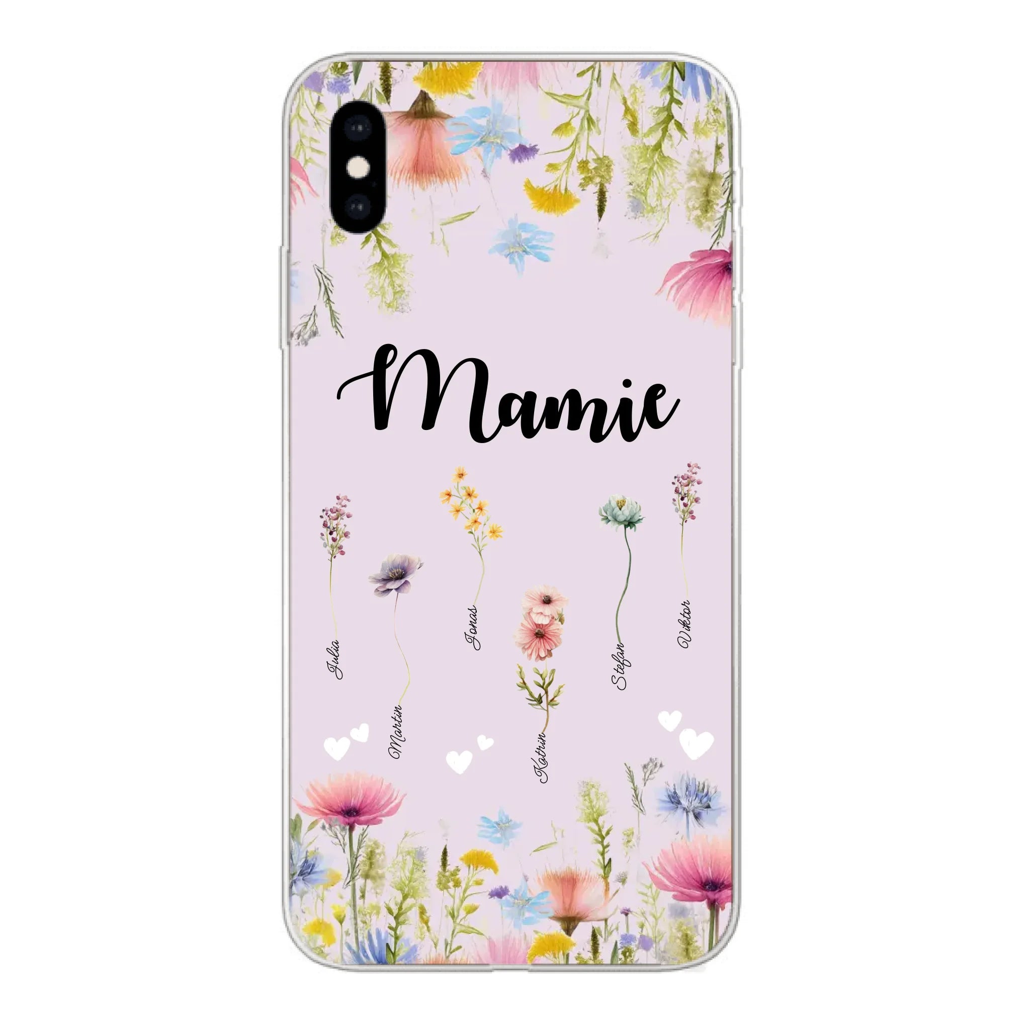 Mamie / Maman Fleur personnalisée Nom de l'enfant - Coque de téléphone personnalisable