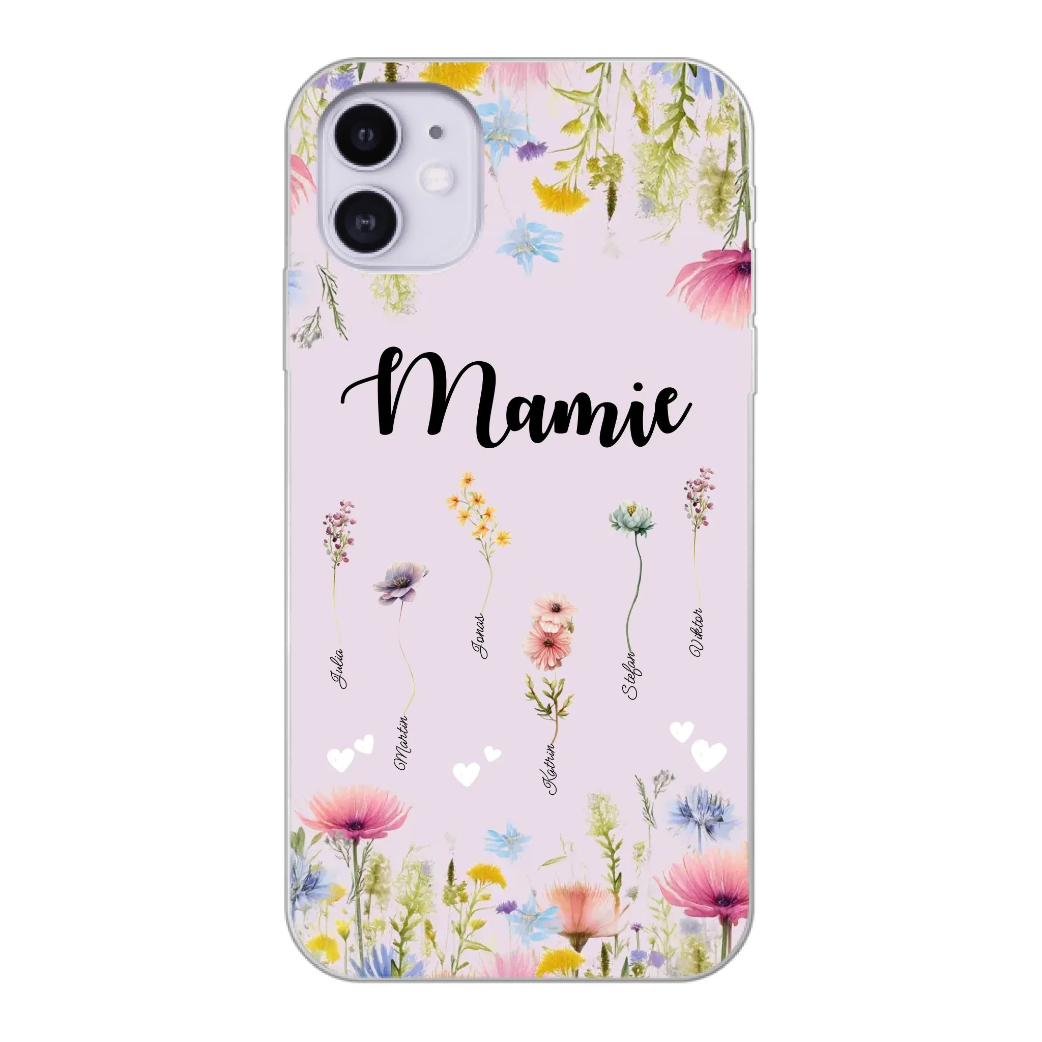 Mamie / Maman Fleur personnalisée Nom de l'enfant - Coque de téléphone personnalisable